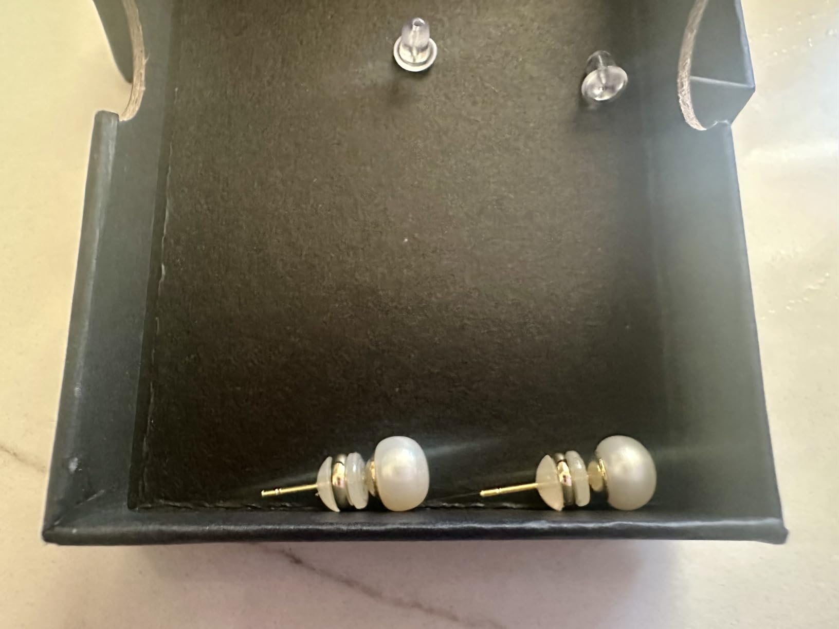 Freshwater Cultured Pearl Stud Earrings, 18K Gold Plated Sterling Silver customer photo 2
