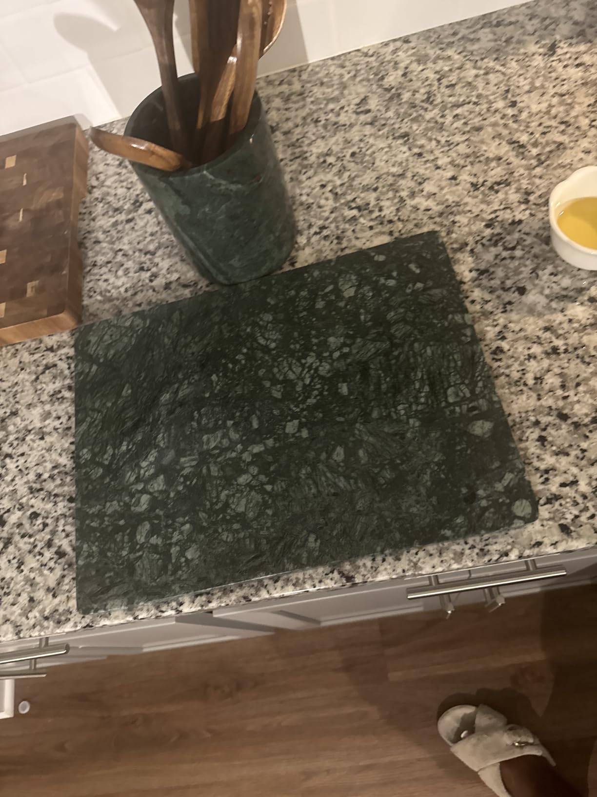 Marble Cutting Board for Kitchen 16x12 Inch Italian Carrara White | Natural stone, 0.59 inch thick, non-slip feet, stay cool for dough/butter, ideal for pastry, cheese, charcuterie, pizza, bread customer photo 1