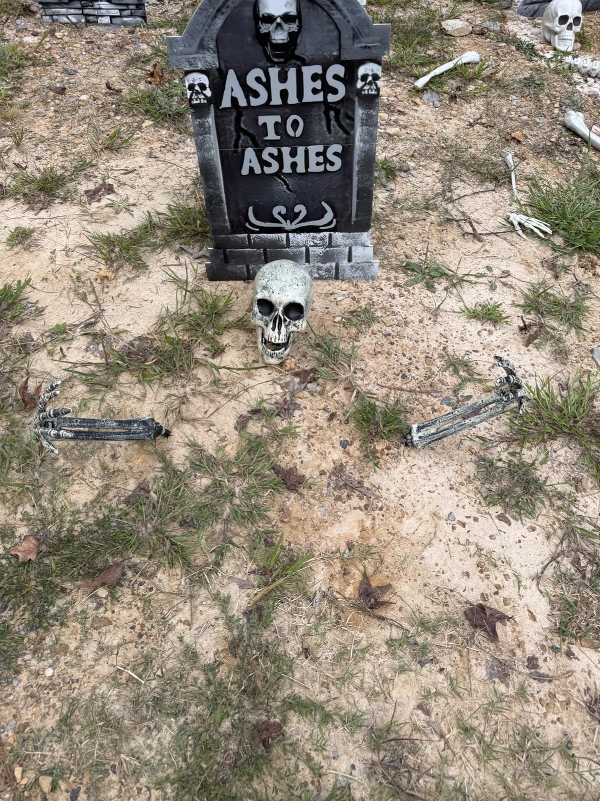 JOYIN 3 Pcs Halloween Skeleton Decorations Outdoor, Realistic Looking Skeleton Yard Stakes, Groundbreaker Skull Decor for Graveyard Yard Lawn Garden Party Supplies customer photo 1