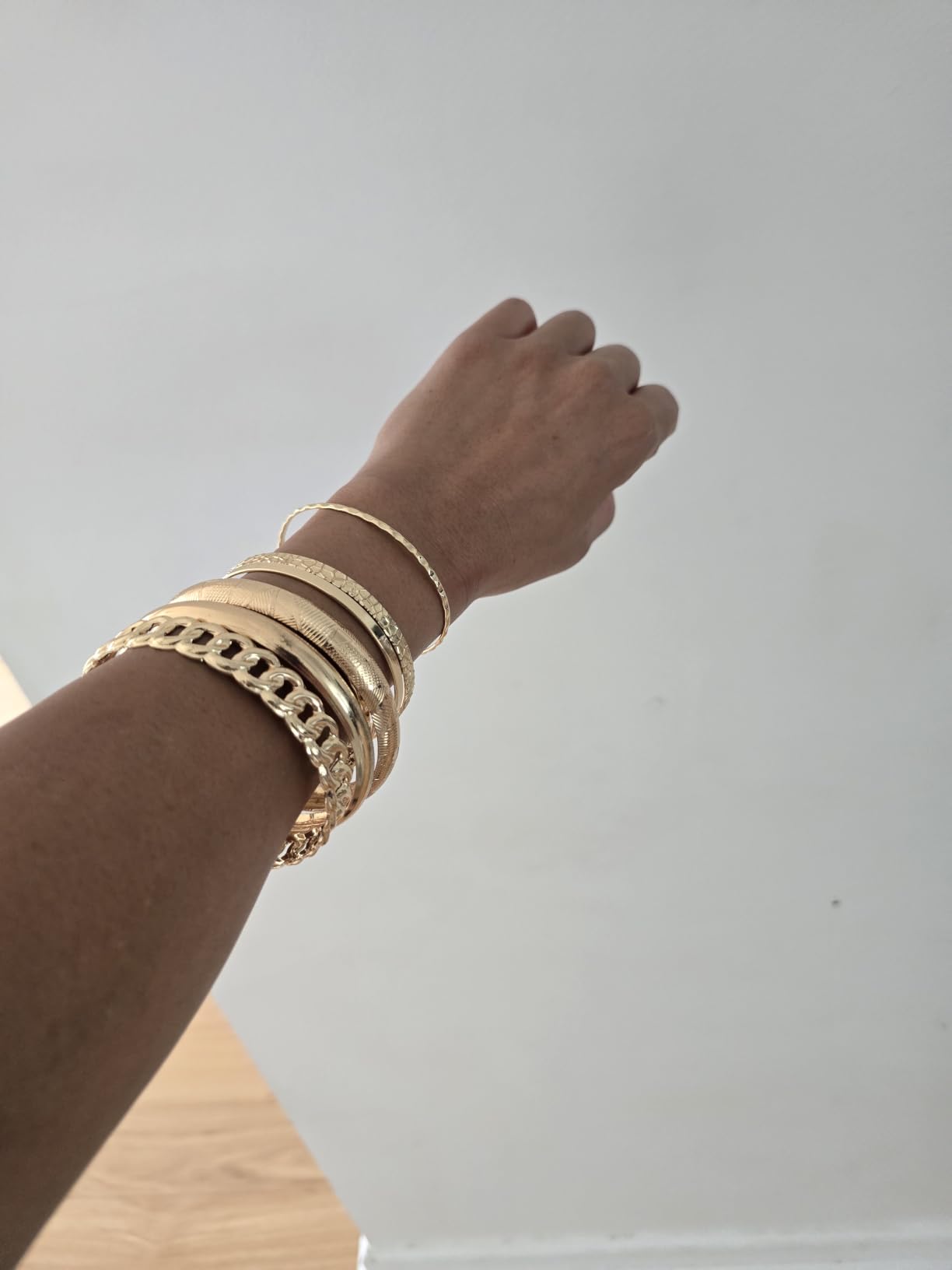 ÌF ME Gold Bangle Bracelets for Women, Indian Bangles Stackable Set, Multi Layer Textured 18K Gold Plated Chunky Bracelets Boho Jewelrys Set customer photo 1