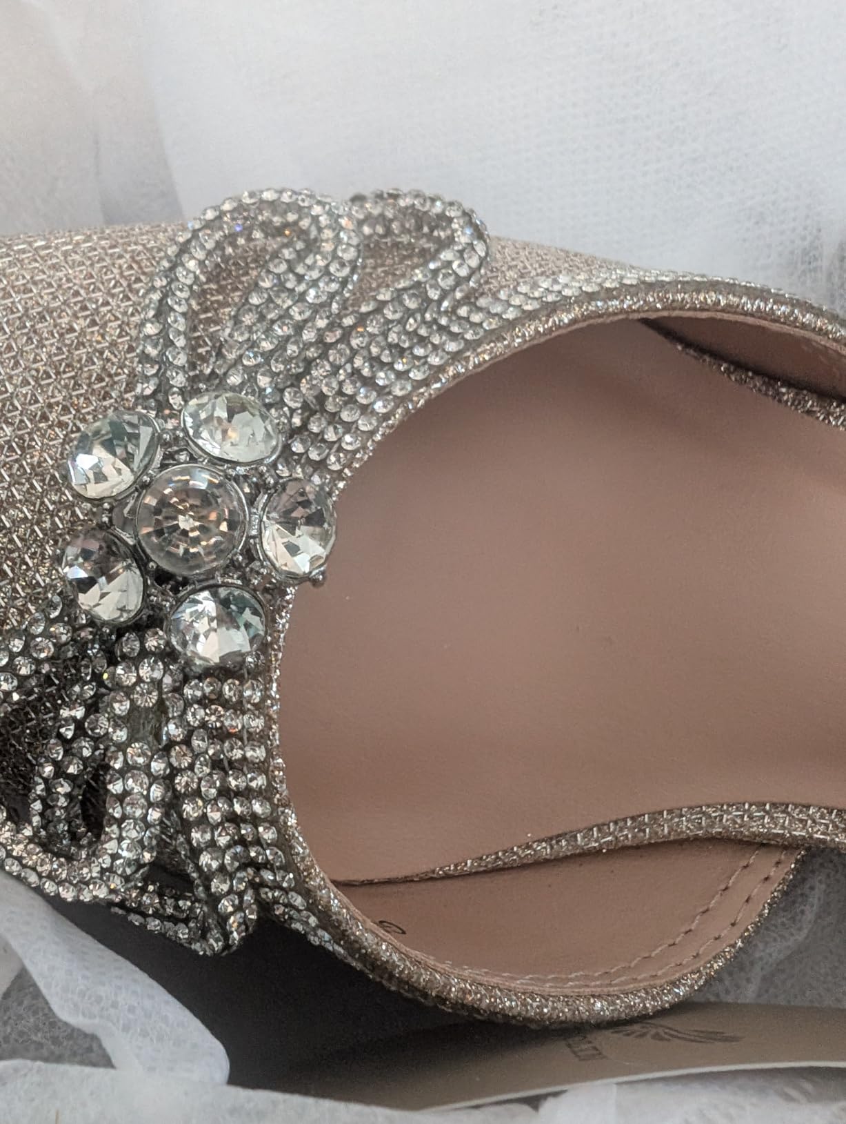 Wide Width Kitten Heels for Women Rhinestone Bow Pointed Toe Pumps customer photo 1