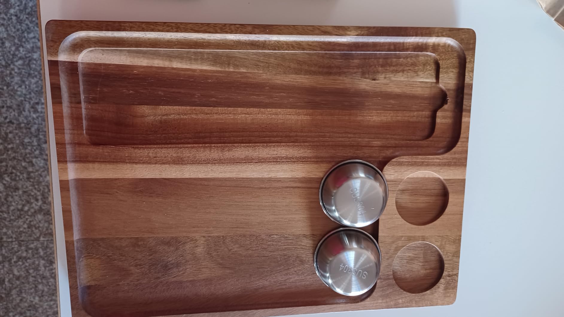 Wooden Slate Serving Board Charcuterie Boards with 2 Bowls, Acacia Wood Cutting Board Cheese Board Serving Plate Tray Platter for Bridal Shower Gifts Wedding Gifts Housewarming customer photo 2