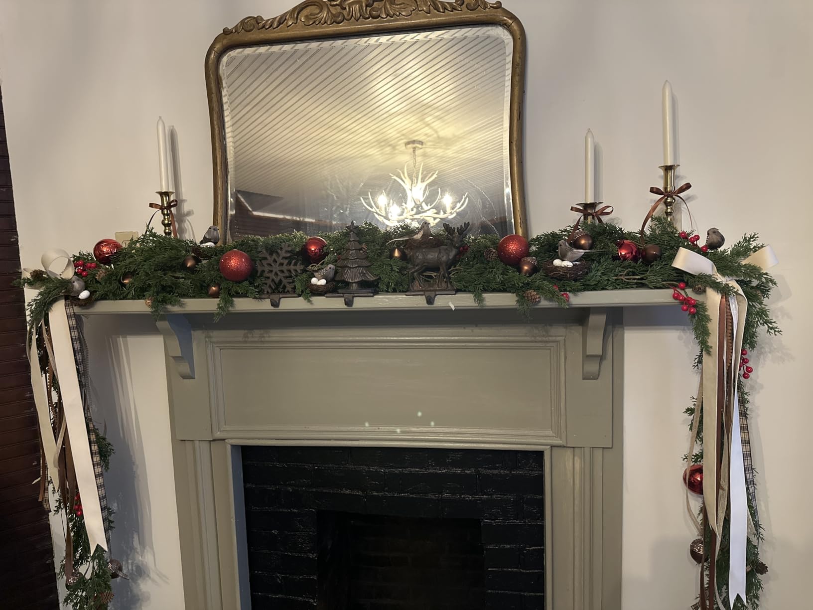ENVEN Faux Cedar Christmas Garland with Red Berries & Pine Cones - Full Faux Winter Greenery for Holiday Mantel, Staircase, Doorway, Indoor Outdoor Christmas Decor (6FT-Lush Cedar) customer photo 2