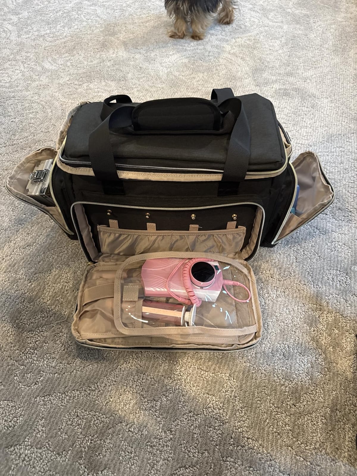 GDNasist Large Makeup Bag, Portable Travel Makeup Bag Organizer | Cosmetic Travel Bag for Women Girls with 2 Removable Pouches & Detachable Dividers, Toiletry Bag for Makeup and Hair Supplies customer photo 1
