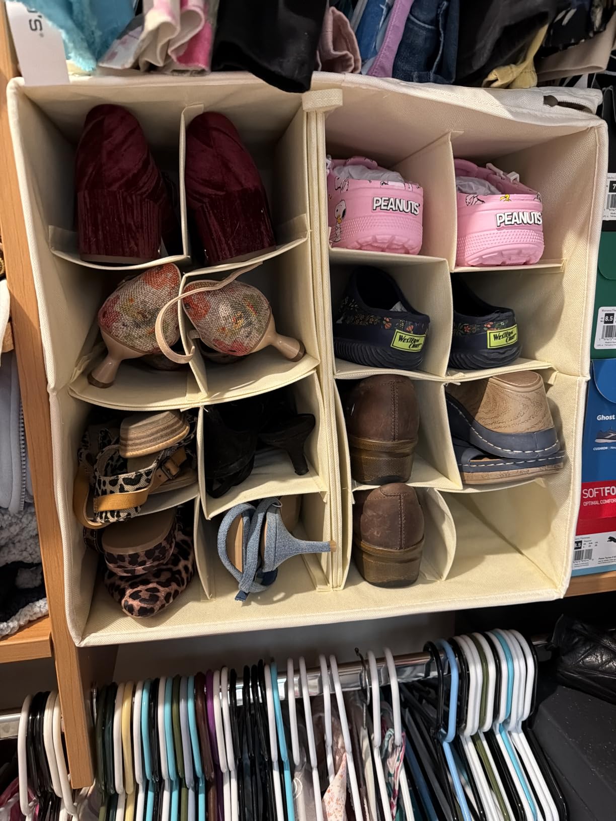 Plus Size 2 Pack Shoe Organizer for Closet, Foldable Shoe Storage Box | 16-24 Pair Shoe Storage for Sneakers, Boots & Heels with Adjustable Dividers, Clear Cover customer photo 1