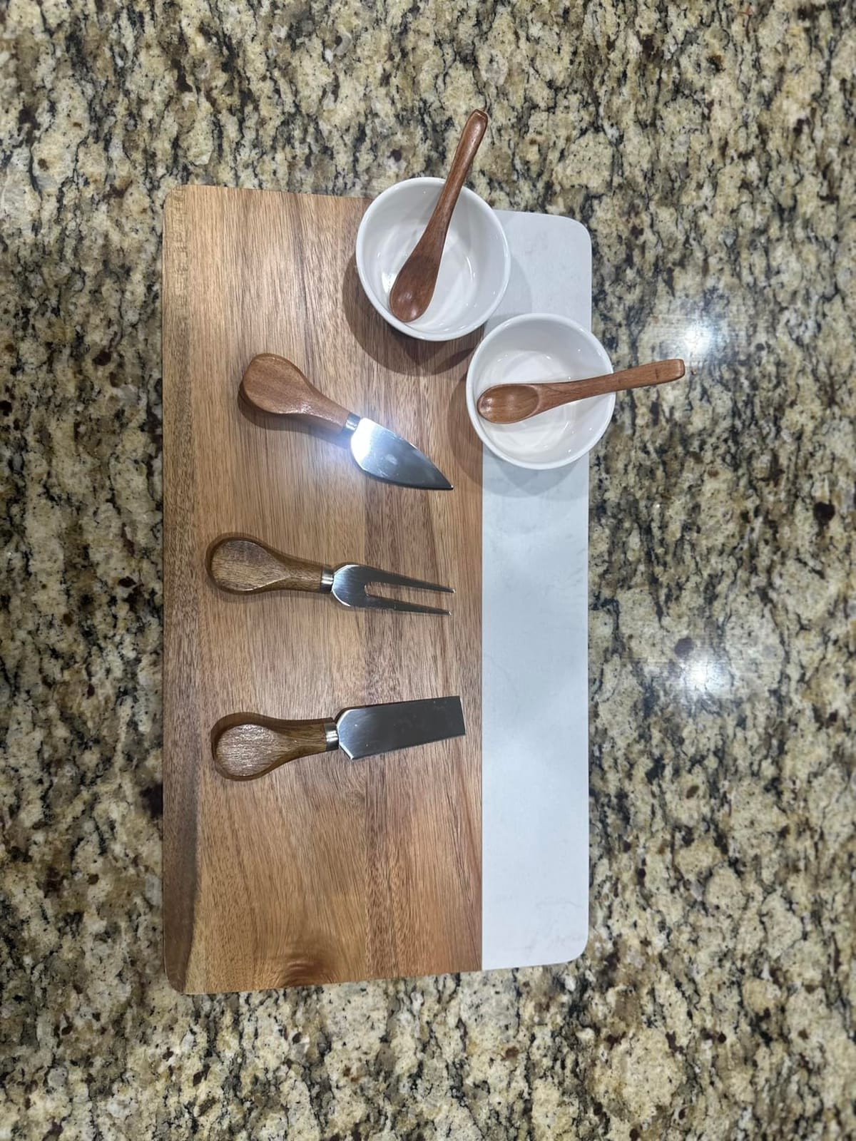 Charcuterie Board Set with Accessories- Marble & Acacia Wood Board | A Thoughtful Gift for Weddings, Housewarmings, Bridal Showers, Birthdays, and Other Special Occasions customer photo 1