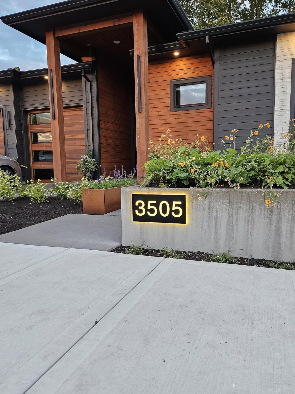 Custom Solar Backlit LED House Number Sign for Outside, Modern Illuminated Address Plaque for Home, Personalized Stainless Steel Lighted Yard Sign - Waterproof customer photo 1