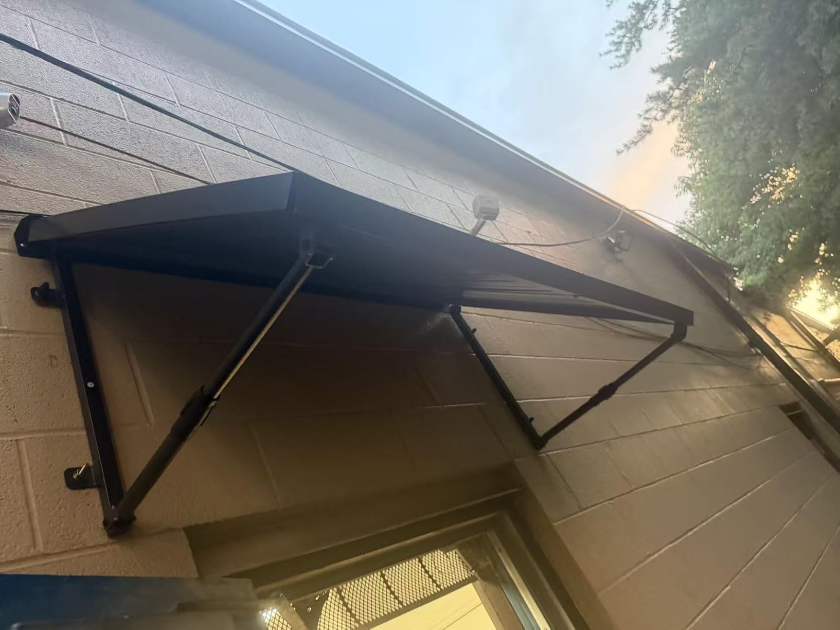 81x32 Inch Metal Awning for Door Entrance, Heavy-Duty Window Awning with Adjustable Angle, Weather-Resistant Outdoor Porch Awning, Door Awning for Front Doors, Windows, Porches, Balconies, Black customer photo 2