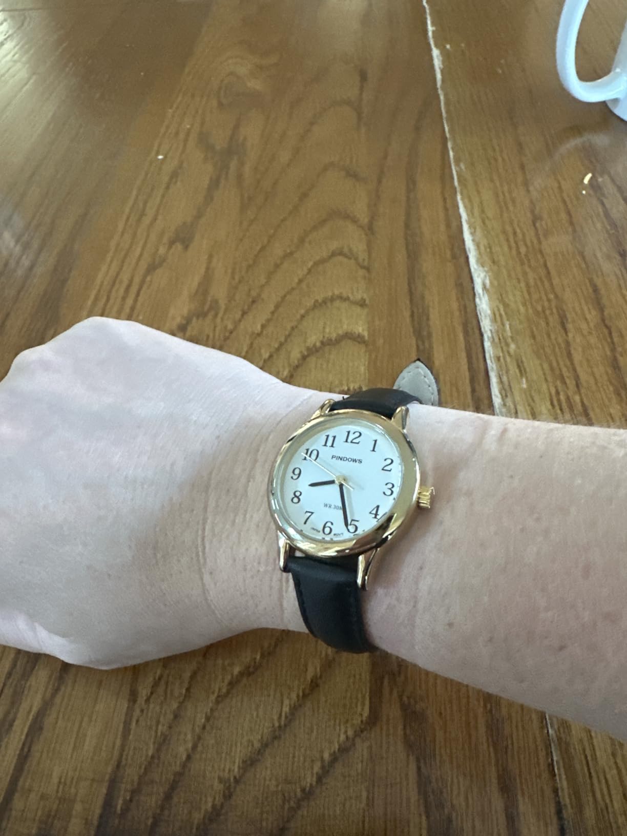 PINDOWS Small Analog Watches for Women, Ladies, Minimalist Leather Band customer photo 2