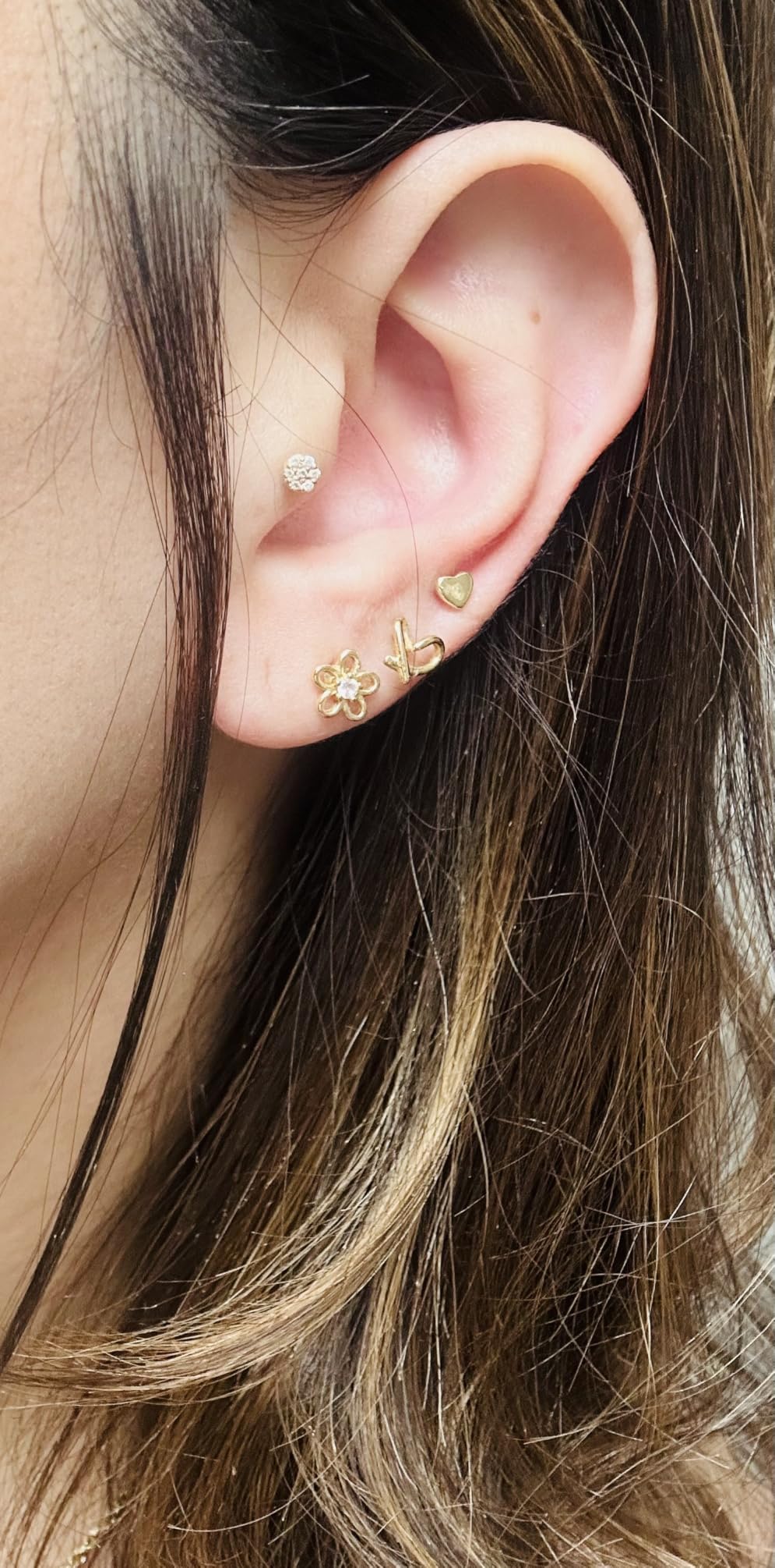 Hypoallergenic Gold Stud Earrings for Women - 14k Gold Plated Surgical Stainless Steel Flat back Earrings Set Small Huggie Hoop Flatback Earring for Sensitive Ears Screw Back Cartilage Piercing Jewelry customer photo 1