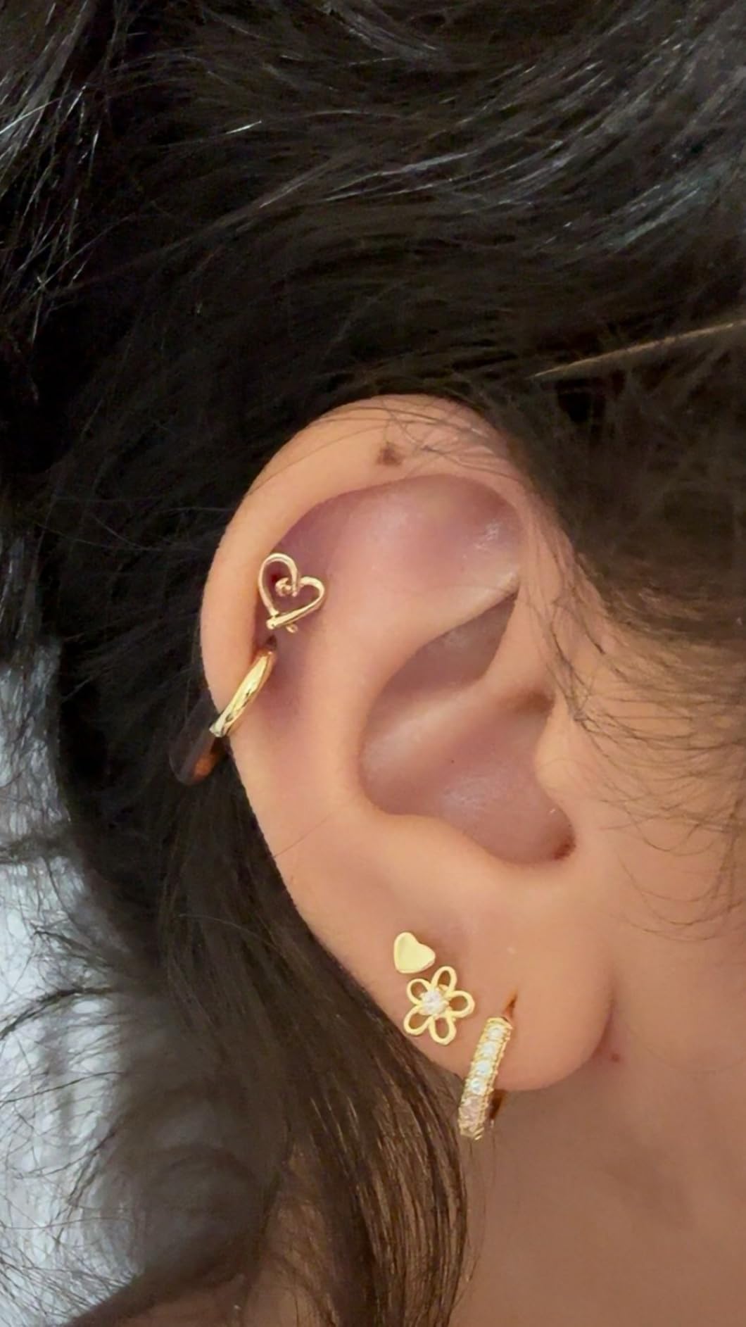 Hypoallergenic Gold Stud Earrings for Women - 14k Gold Plated Surgical Stainless Steel Flat back Earrings Set Small Huggie Hoop Flatback Earring for Sensitive Ears Screw Back Cartilage Piercing Jewelry customer photo 2