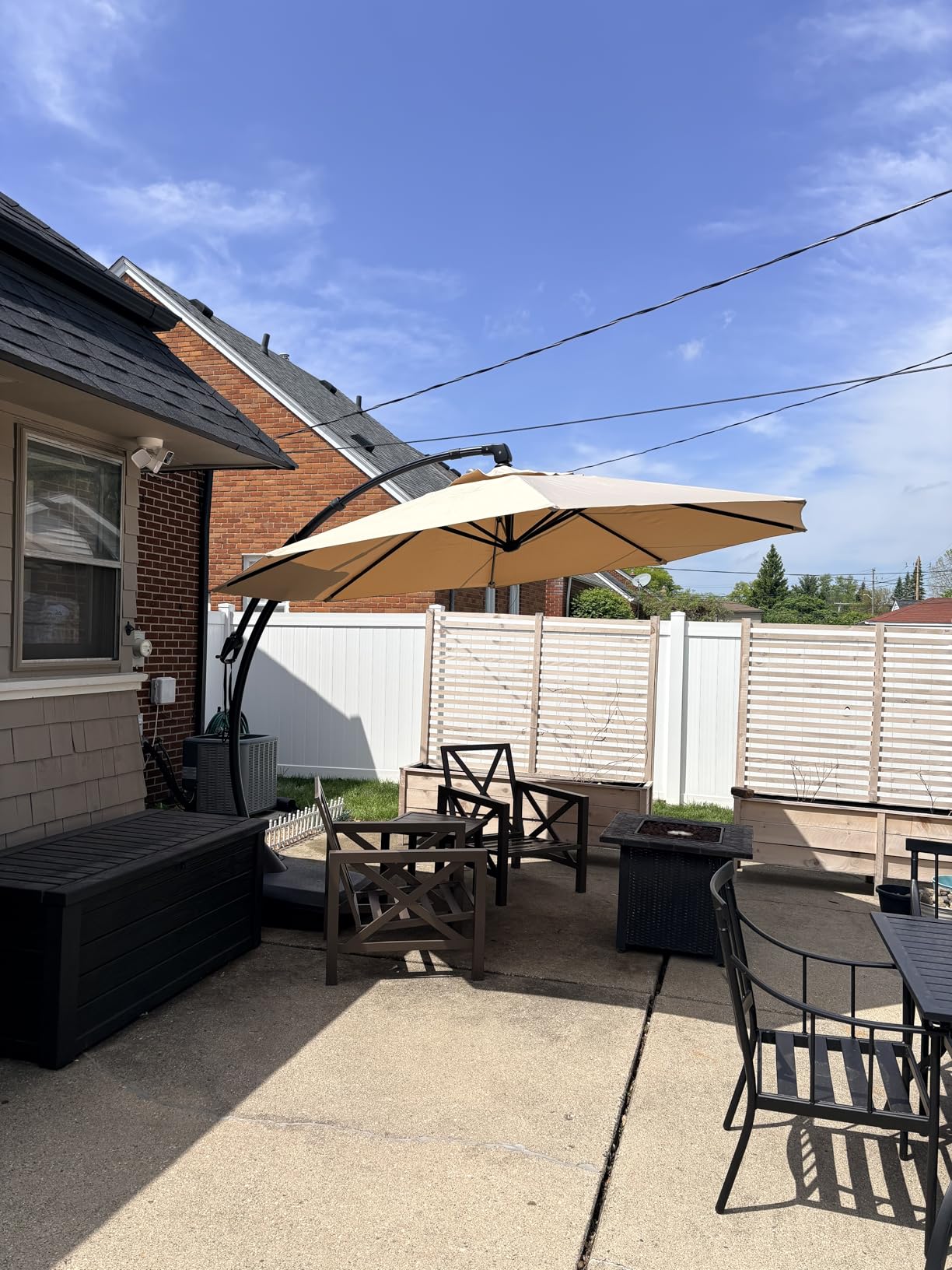 Grand patio 12 FT Sunbrella Cantilever Umbrella with Base Outdoor Aluminum Offset Umbrella with Tilt Adjustment (Aruba, 12 FT-SUNBRELLA) customer photo 2