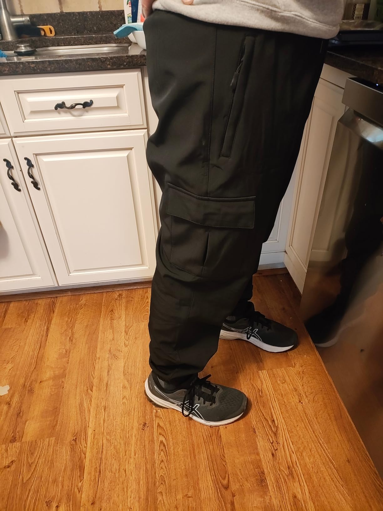 Men's Fleece Lined Warm Snow Pants Winter Cargo Hiking Joggers Outdoor Travel Sweatpants customer photo 2