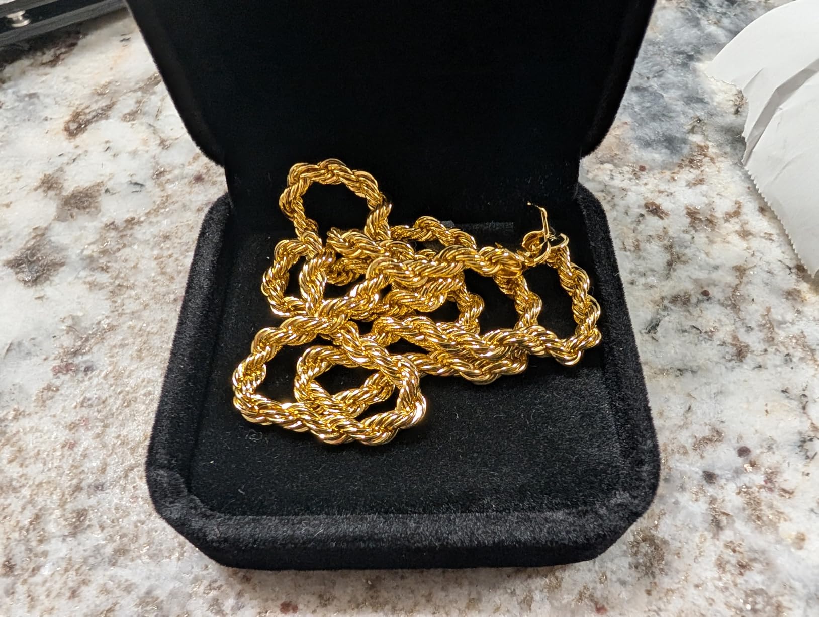 14K Solid Gold Diamond Cut Twisted Rope Chain, Unisex Gift customer photo 2