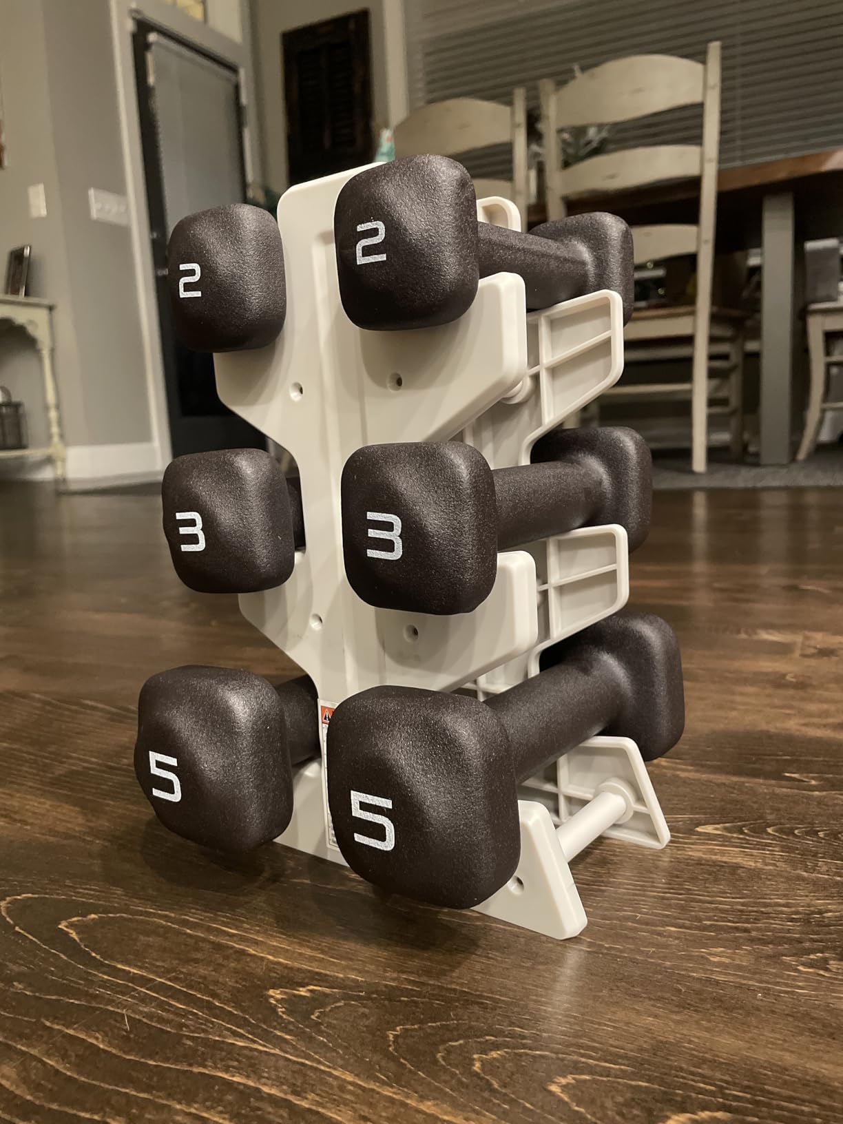 Tone Fitness Neoprene Dumbbell Set with Storage Rack - Non-Slip, Anti-Roll Hand Weights for Home Gym Workouts | 20 lb, 32 lb, 50 lb, 60 lb & 100 lb Options customer photo 1