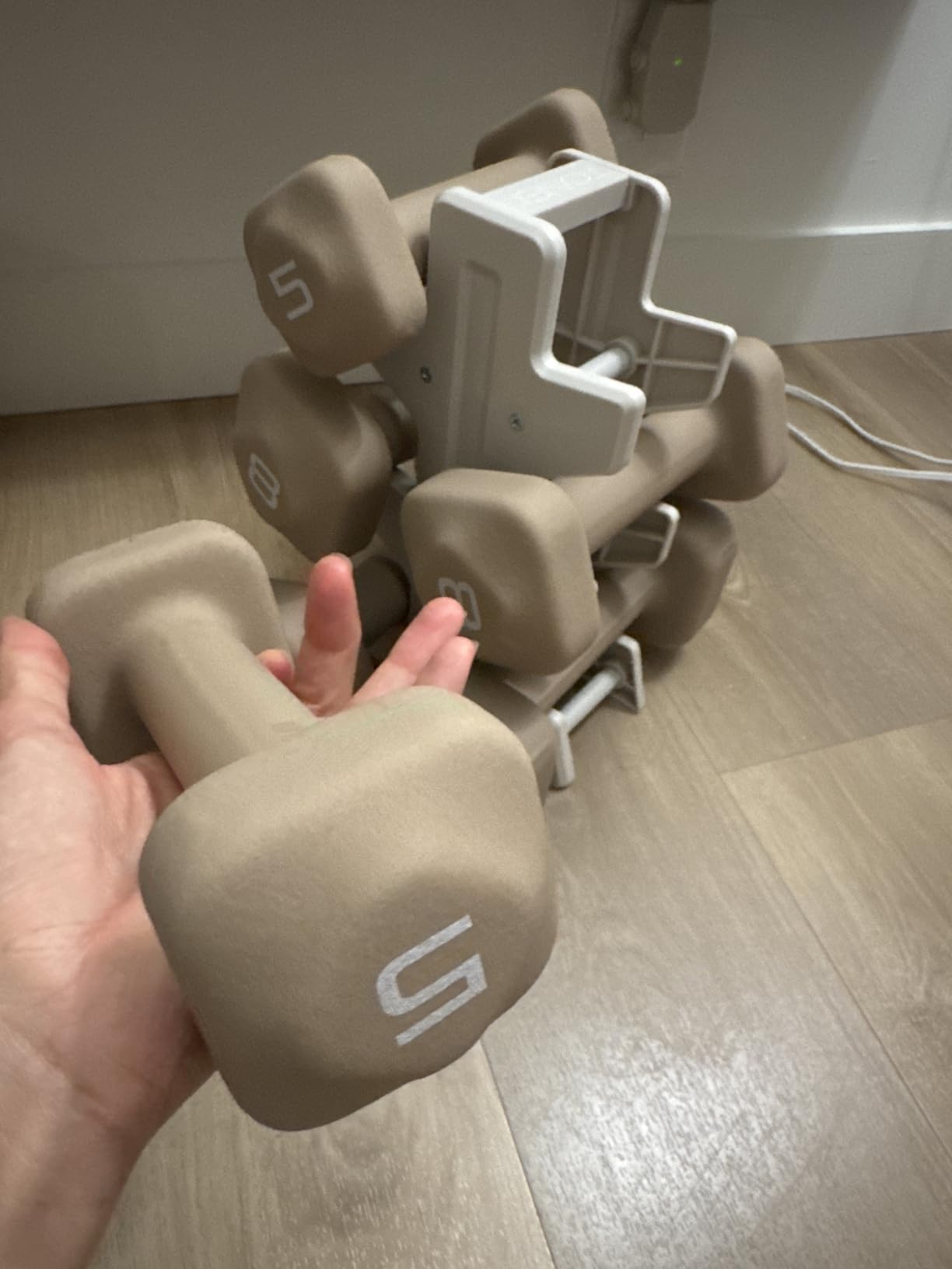 Tone Fitness Neoprene Dumbbell Set with Storage Rack - Non-Slip, Anti-Roll Hand Weights for Home Gym Workouts | 20 lb, 32 lb, 50 lb, 60 lb & 100 lb Options customer photo 2