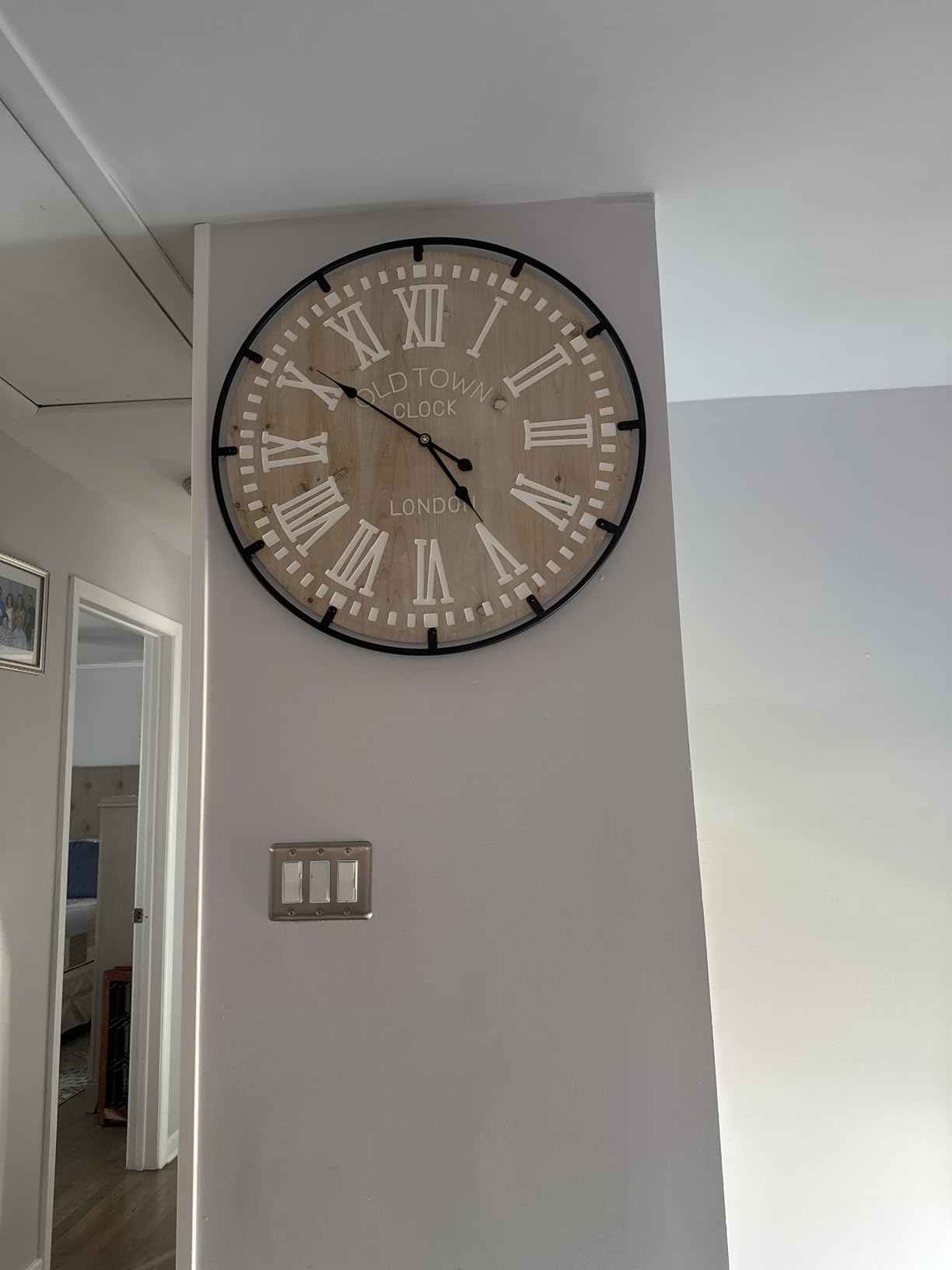 Vantic Farmhouse 30 Inch Wood Roman Large Wall Clock with Metal Circle | Oversized Wood Decorative Wall Clock with Large Roman Numeral for Living Room/Bedrooms/Offices, Silent and Battery Operated customer photo 1