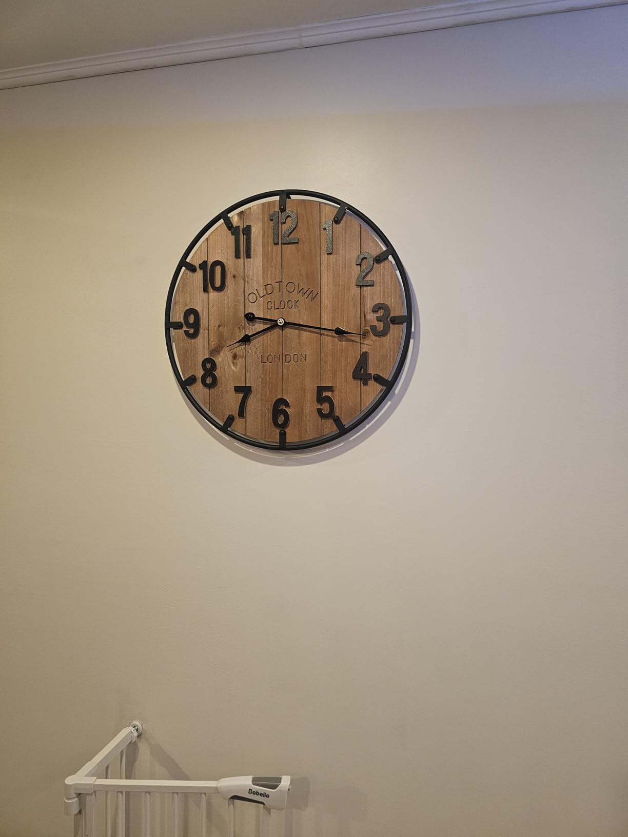 Vantic Farmhouse 30 Inch Wood Roman Large Wall Clock with Metal Circle | Oversized Wood Decorative Wall Clock with Large Roman Numeral for Living Room/Bedrooms/Offices, Silent and Battery Operated customer photo 2