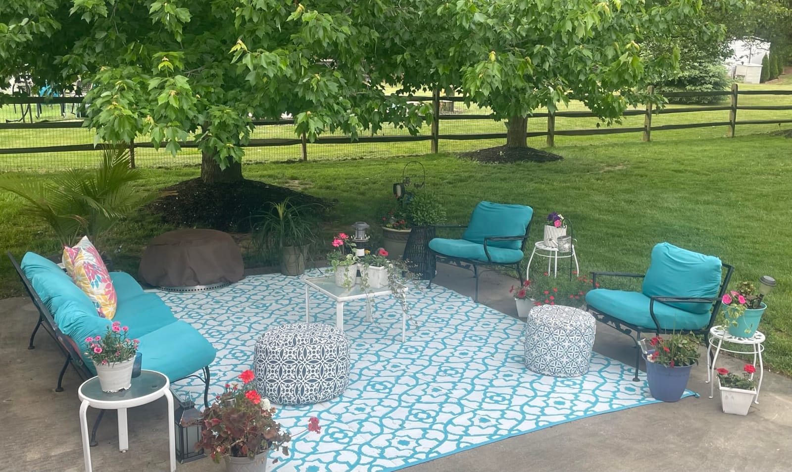 HEBE Waterproof Outdoor Rug 5'x8', Floral Reversible Plastic Patio Rug | Outside Plastic Straw RV Camping Mat Clearance, Indoor Outdoor Area Rug Floor Carpet for Deck, Porch, Balcony, Backyard, Picnic customer photo 1
