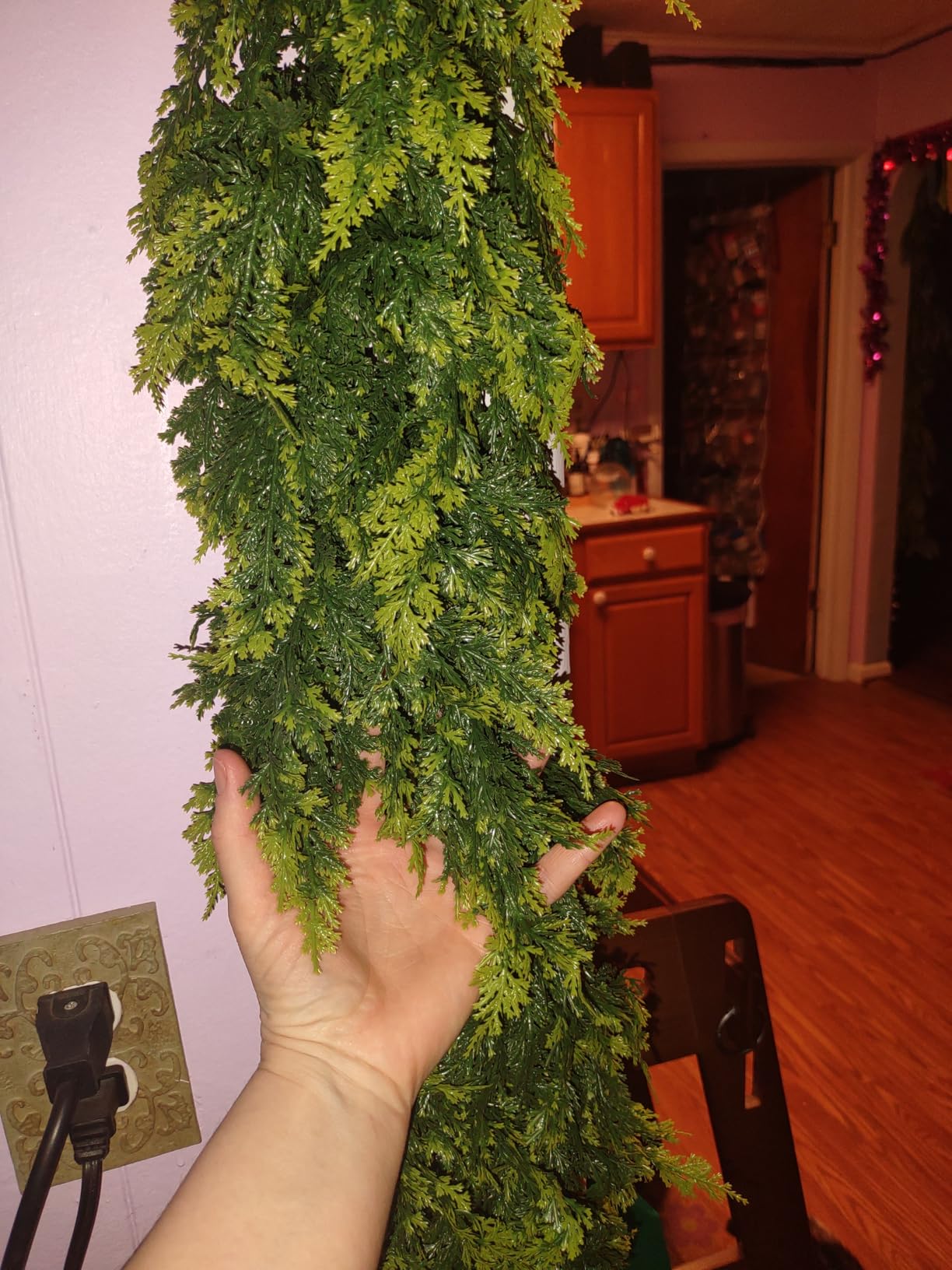 15 Ft Christmas Cedar Garland, Real Touch Soft Greenery Christmas Decor | Realistic Thick Full Lush Artificial Garland, Fireplace Mantel Staircase Railing Front Door Porch Window Indoor Decorations customer photo 1