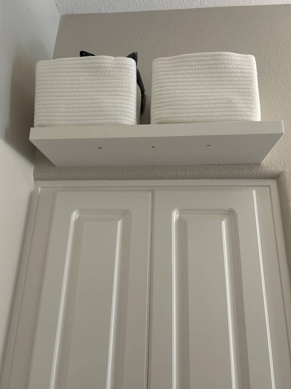 Fixwal Floating Shelves for Wall Decor (Black, Set of 2, 15.7 Inch) | MDF Shelves with Metal Brackets, Space Saving for Books, Decor, Works in Bathroom, Kitchen, Living Room, Bedroom customer photo 1