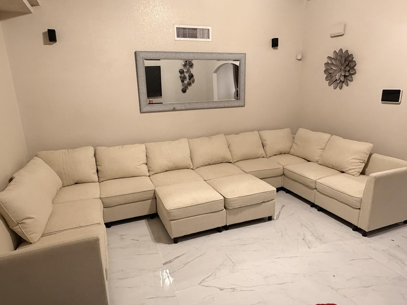 HONBAY Modular Sectional Sleeper Sofa Green Couch L Shaped Sectional Sofa with Storage, Convertible Couches for Living Room - Green customer photo 2