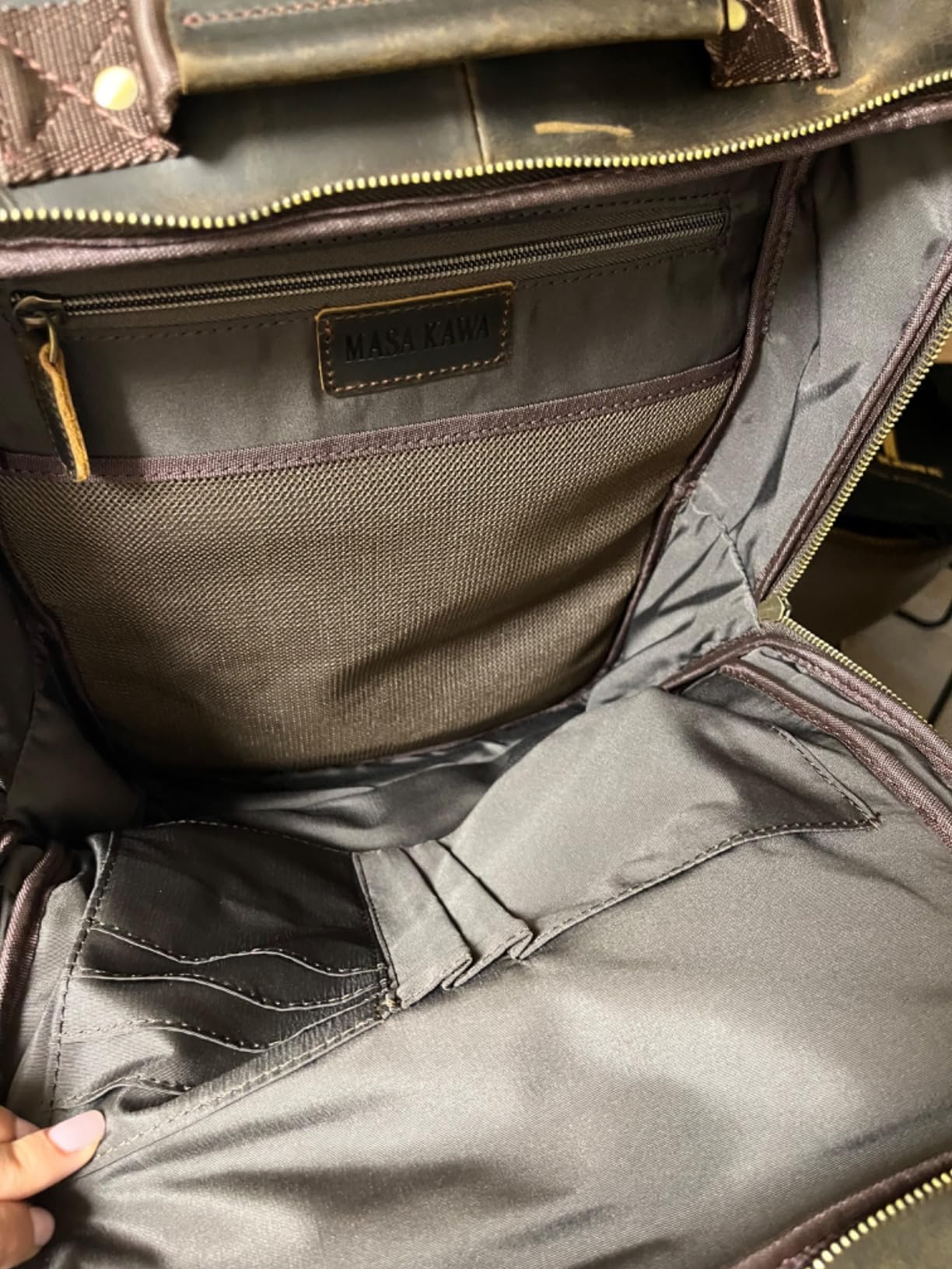 Masa Kawa Black Leather Backpack Men, 16