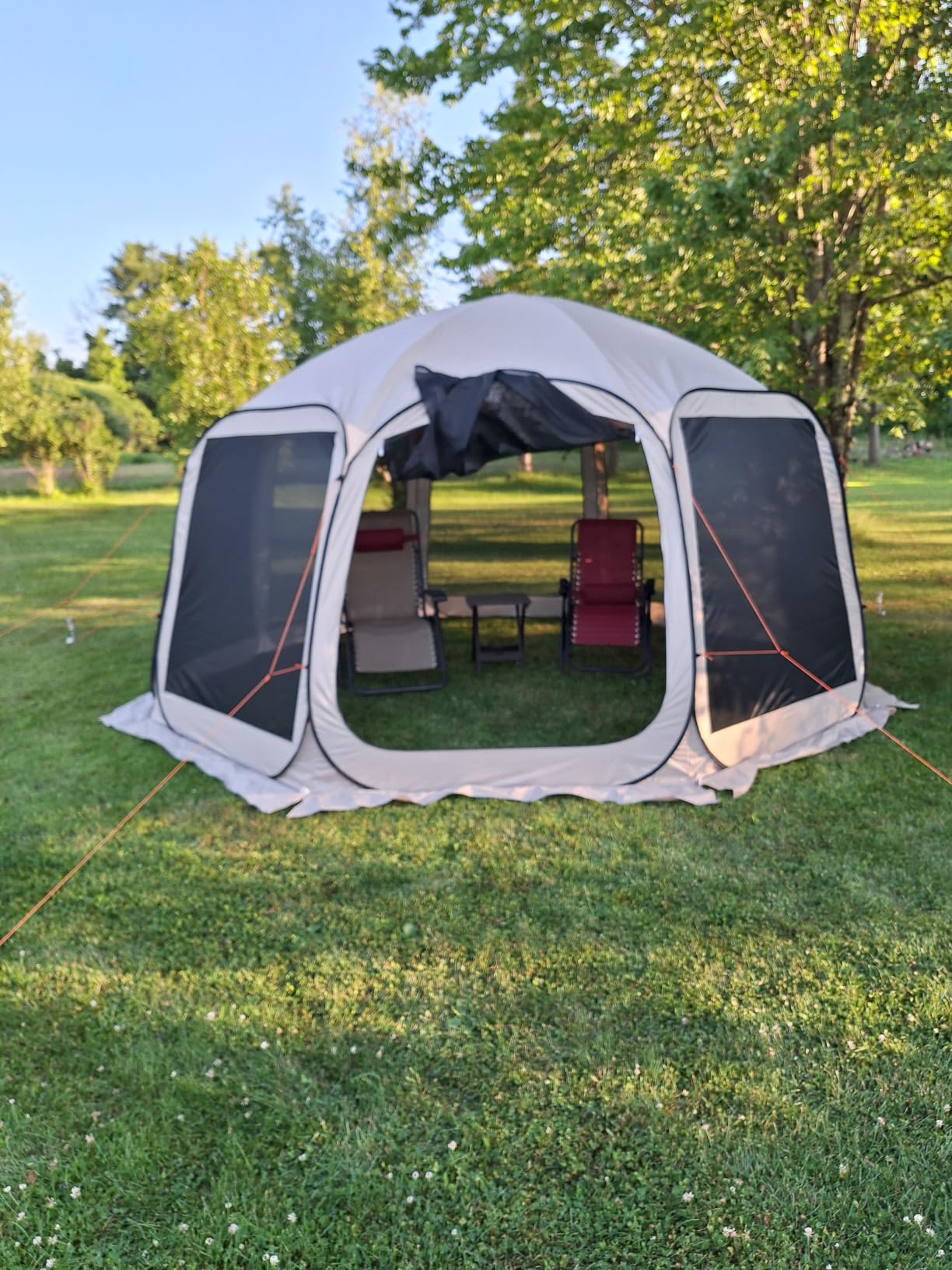 VEVOR Pop up Screen House Tent, 10 x 9.2 ft, 4-8 Person Screen Gazebo, Portable Screened in Canopy with Carry Bag, Netting Sides, Ground Stakes, for Garden, Patio, Backyard, Outdoor Activities, Beige customer photo 2
