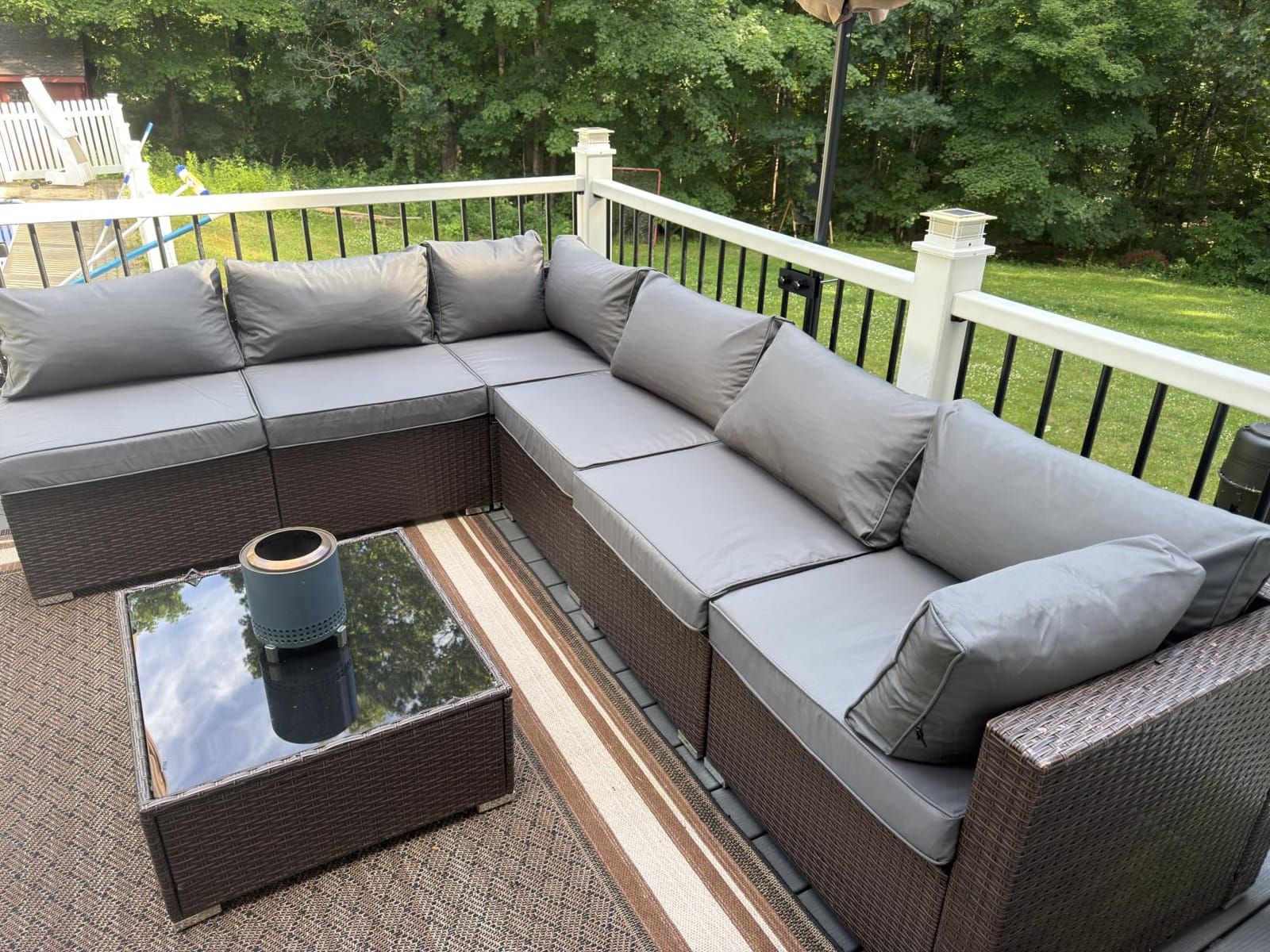 Aoxun Replacement Cushions for Outdoor Furniture, 14-Piece Outdoor Cushions for Patio Furniture, Deep Seat, Splash-Proof & Fade Resistant Couch Cushion for 6-Seat Patio Conversation Sets, Grey customer photo 1