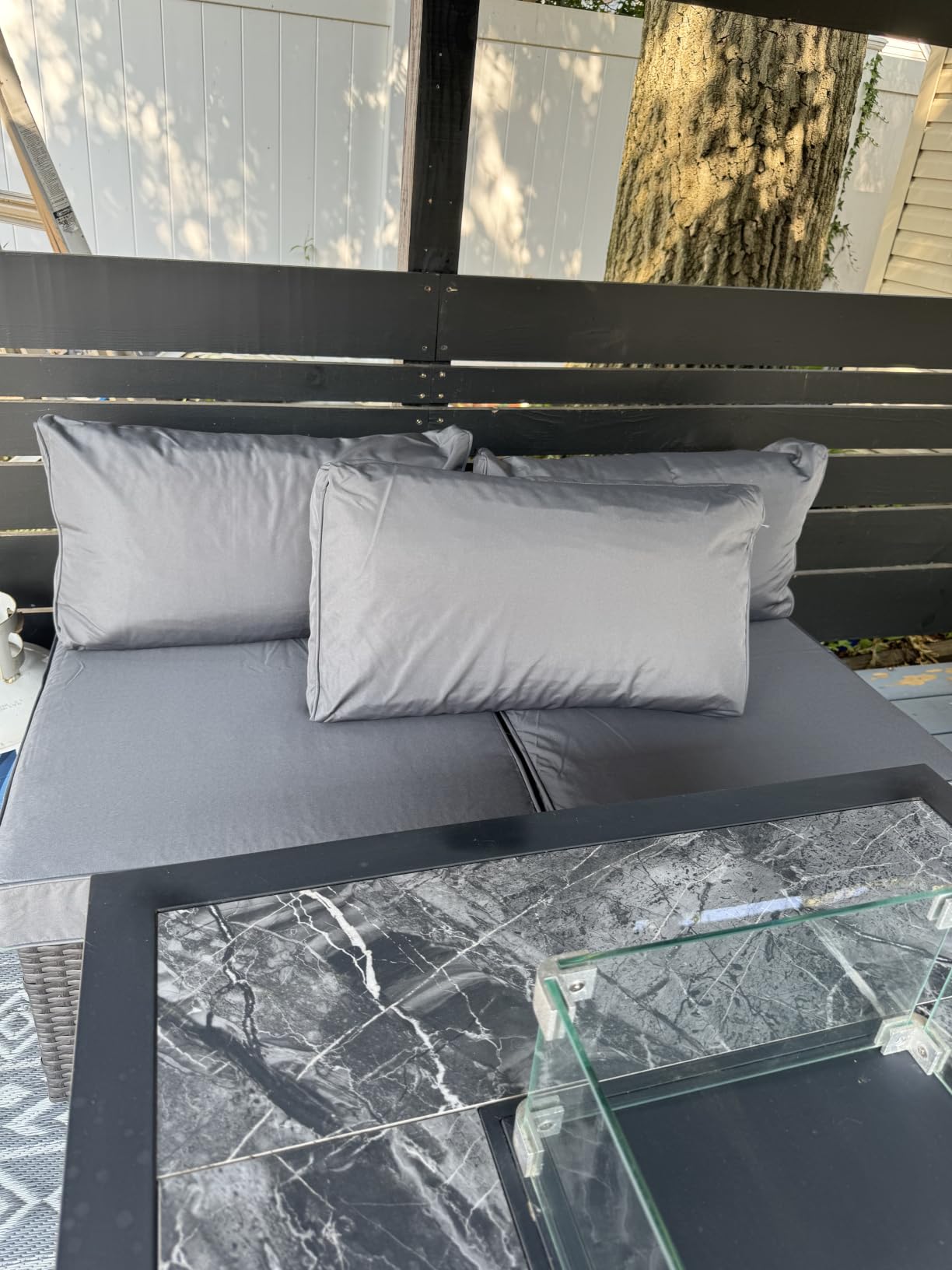 Aoxun Replacement Cushions for Outdoor Furniture, 14-Piece Outdoor Cushions for Patio Furniture, Deep Seat, Splash-Proof & Fade Resistant Couch Cushion for 6-Seat Patio Conversation Sets, Grey customer photo 2