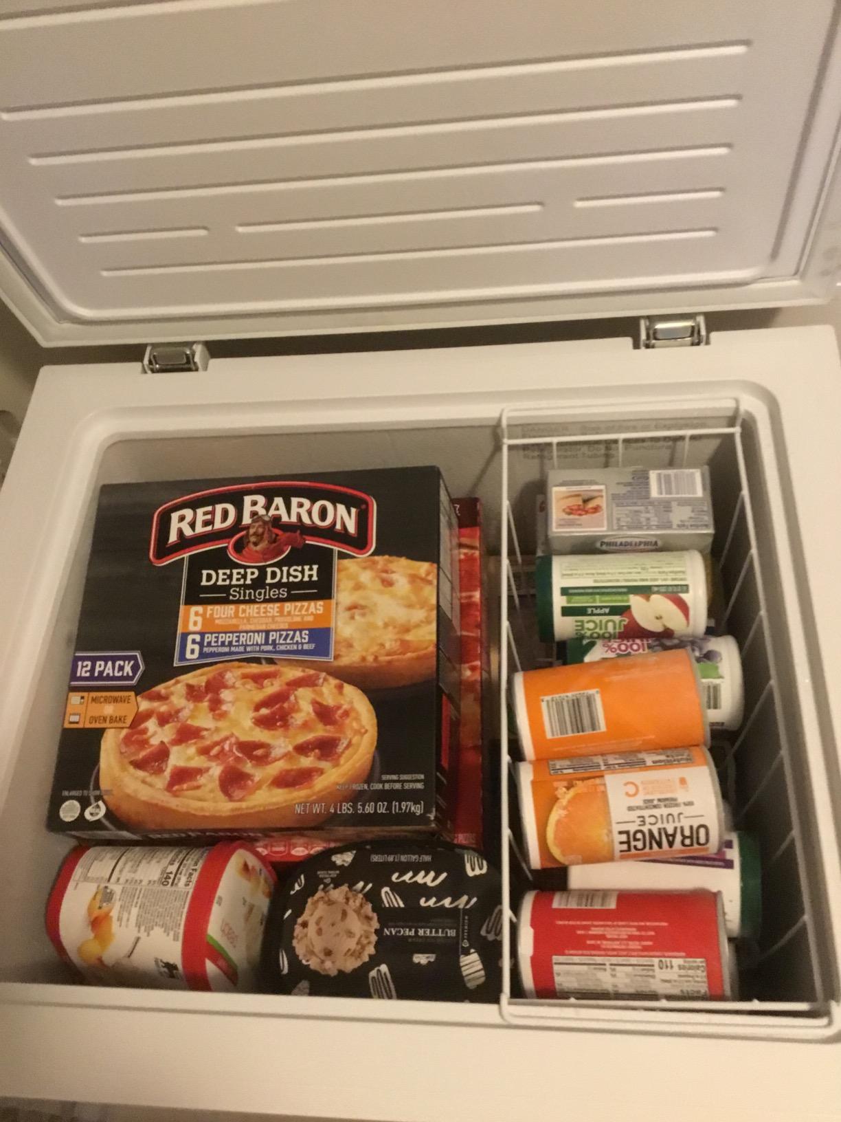 Chest Freezer 14.0 Cubic Feet, Deep Large Freezers Top Door with Removable Basket, Adjustable Thermostat 4 Wheels, Energy Saving, Large Storage for Garage, Kitchen, Office, White customer photo 1