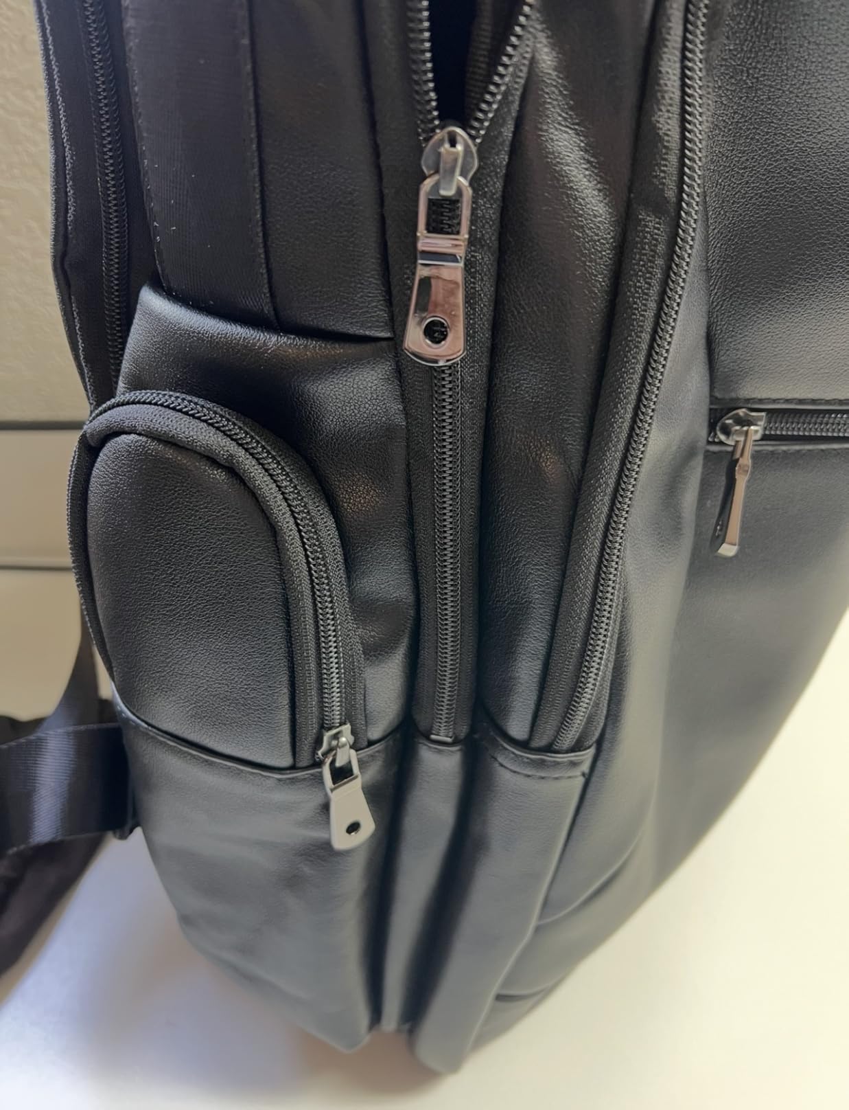 TIDING Genuine Leather 17.3 Inch Laptop Business Backpack for Men, Black | Thick Sponge Padded Laptop Sleeve, Small Water Bottle Holder, Luggage Strap, Large Capacity, Raised Brass Anti-wear Base customer photo 1