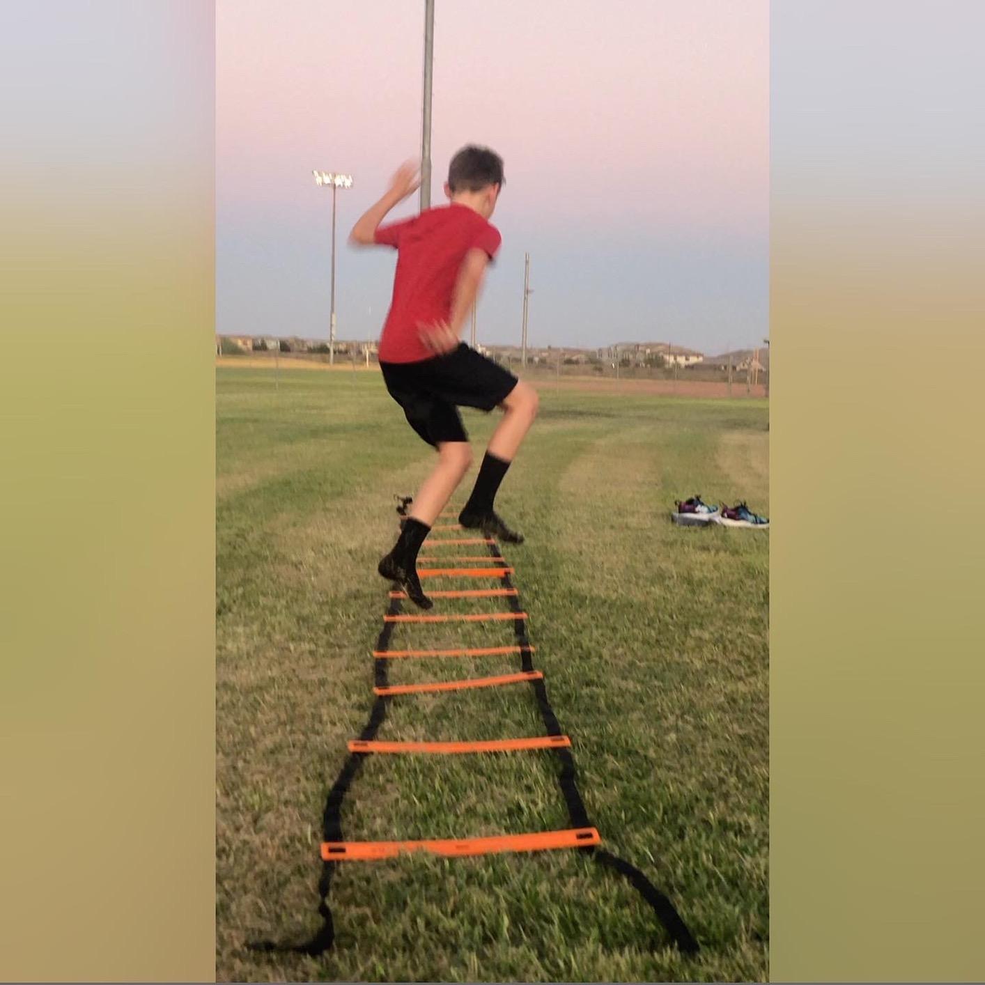 Agility Ladder Set, 12-Rung Speed Ladder + Training Cones, Soccer Training Equipment, Footwork Drills Kit, Speed & Agility Equipment, Football Practice Equipment, Basketball Gear customer photo 1