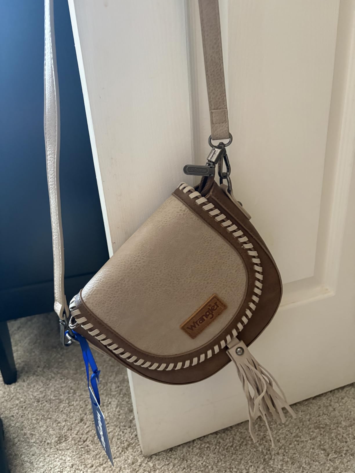 Wrangler Crossbody Bag Flap Saddle Bag Small Boho Purses for Women Embossed Braid Handbags with Tessel customer photo 2