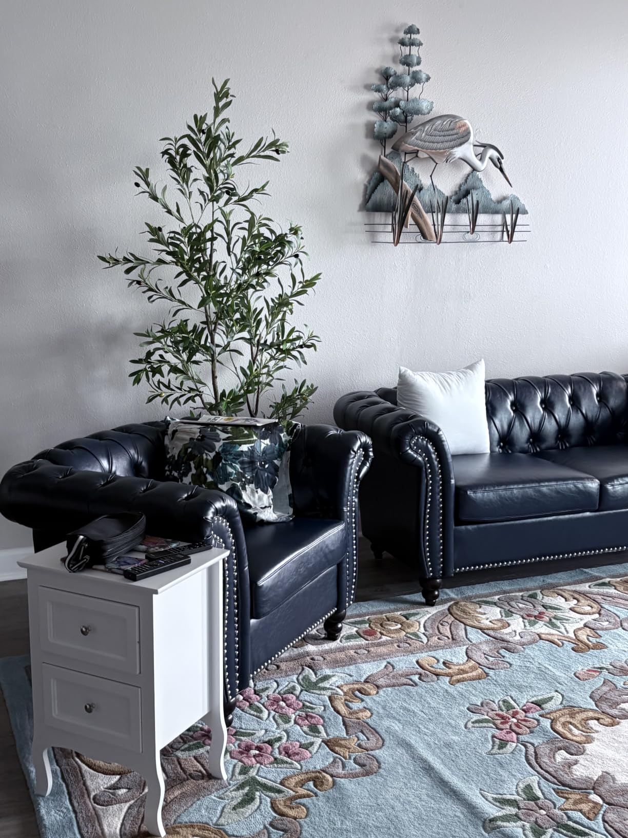 LEVNARY Chesterfield Sofa, 3 Seater Tufted Couch for Living Room, Classic Button Tufted Upholstered Sofa, Modern Mid-Century PU Leather Sofa (Green) customer photo 1
