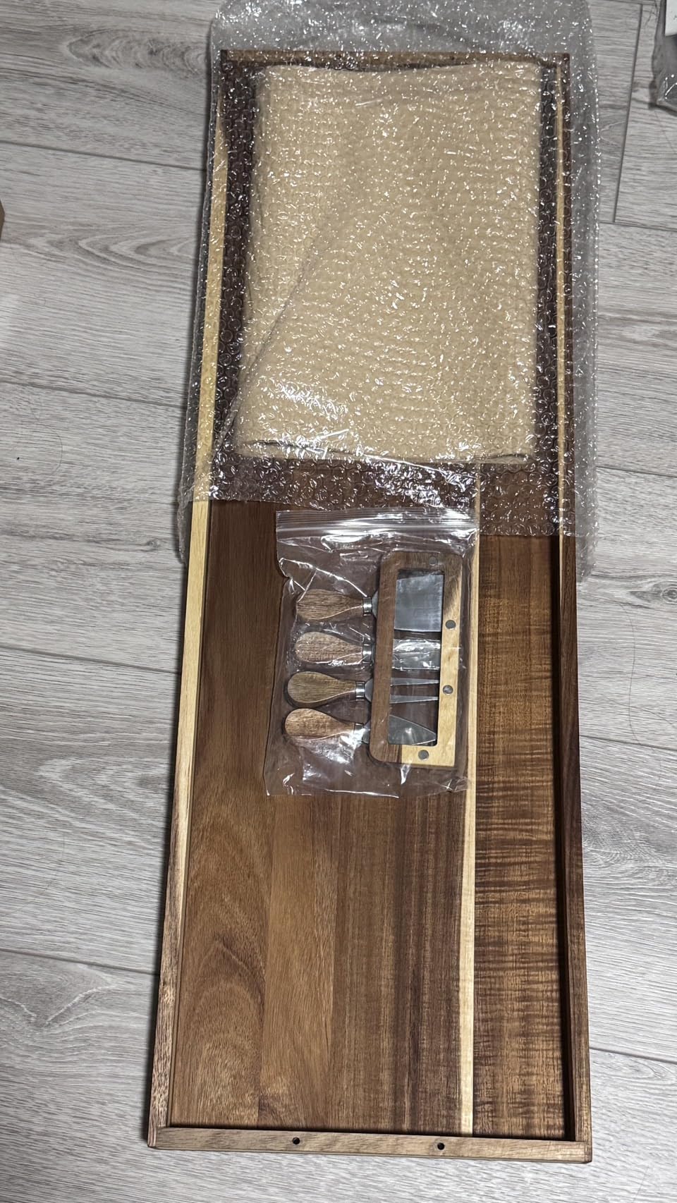 Large Charcuterie Board 30x12 Inch with Cheese Knife Set Acacia Wood | Extra Large Acacia Wood Board with Handles, 30PCS Wax Paper Included, Long Serving Tray for Party, Picnic and Home Entertaining customer photo 1