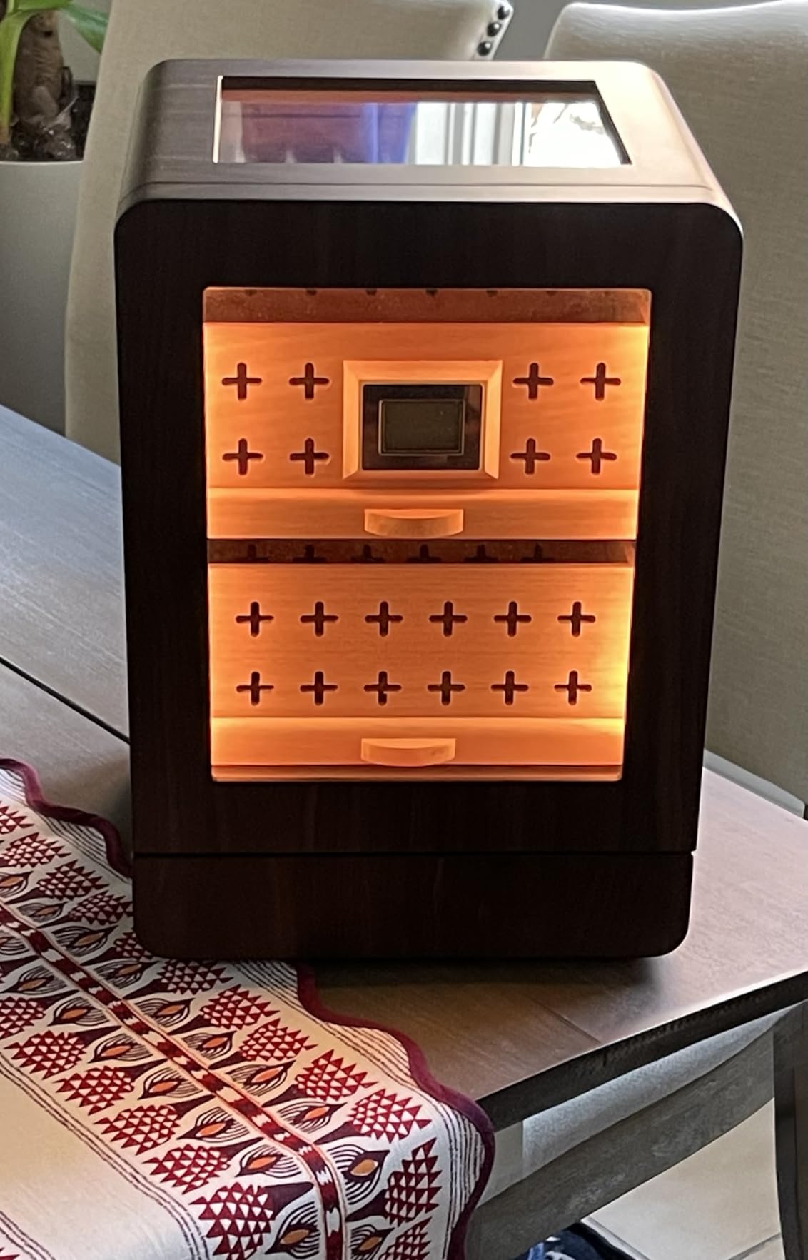 Flauno 100-Count Cigar Humidor Cabinet - Dual-Fan Humidity Circulation System, Adjustable LED Light, Spanish Cedar, Digital Hygrometer, 2 Humidifier, Accessory Drawer customer photo 1