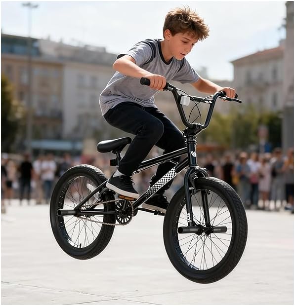 KORIMEFA Freestyle BMX Bike 18/20 inch for Kids | Beginner-Level to Advanced Riders for 6-12 Years Old Boys Girls, Trick Bicycle, Hi-Ten Steel Frame customer photo 1