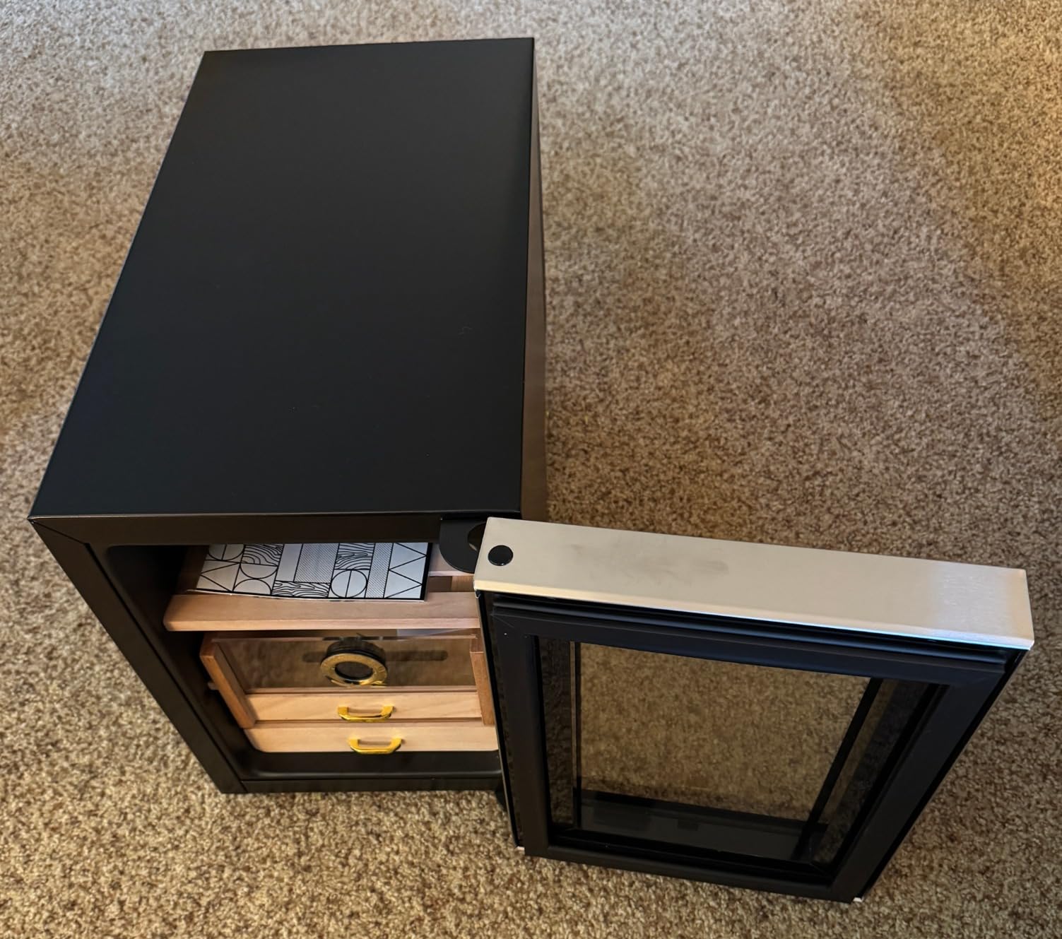 Woodronic Electric Cigar Humidor for 400 Cigars, 70L Humidor Cabinet with Temperature & Humidity Control, Spanish Cedar Lined Shelves & Drawers, LED Light, Accessory Drawer, Lock & Key customer photo 2