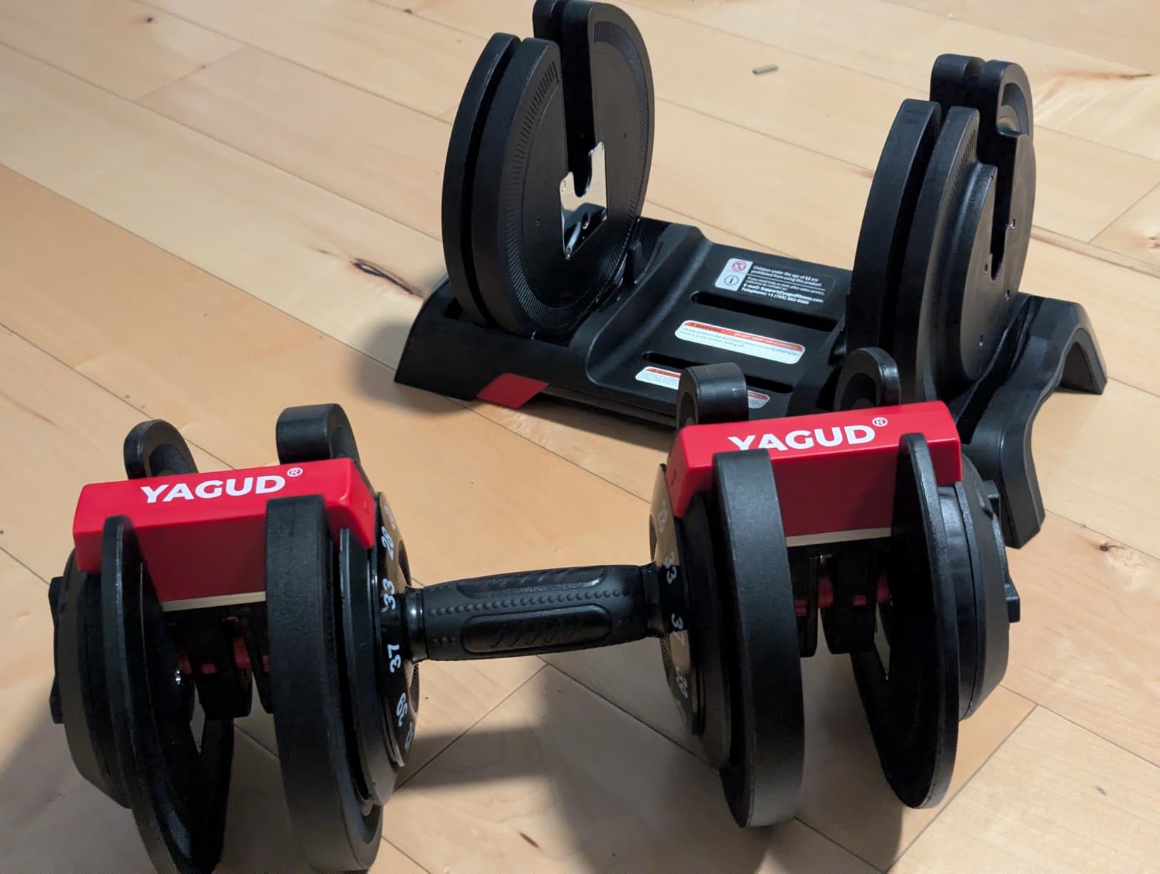 Yagud Adjustable Dumbbell Set, 52.5/90 lbs Adjustable Weights Dumbbells | 12/16 Levels Adjust, 1 Hand Rotation, Safety Lock System, Non-Slip Texture Grip, Space-Saving Design for Full-Body Home Gym customer photo 1