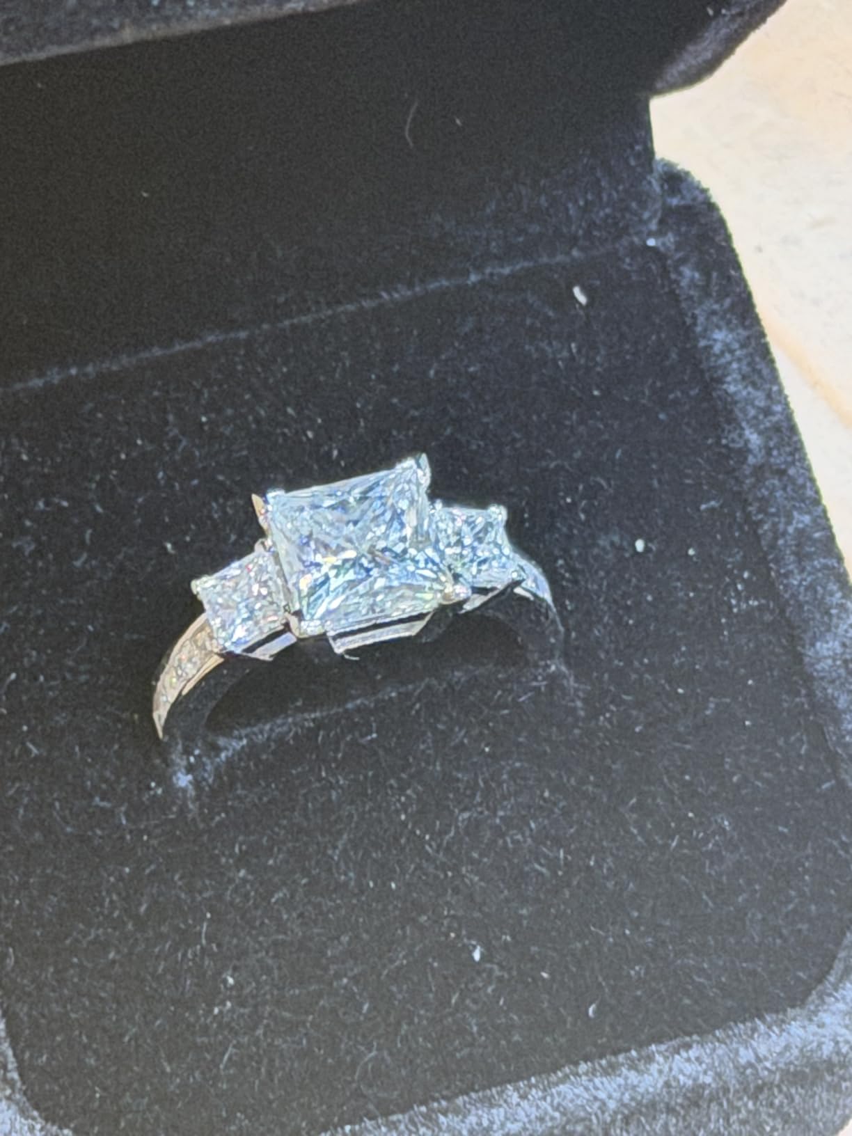 3 Stone Moissanite Engagement Rings for Women, Wedding Promise Ring customer photo 1