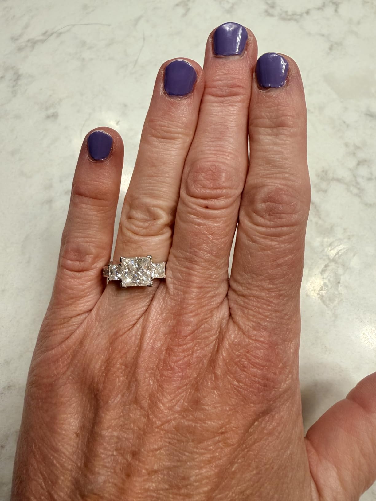 3 Stone Moissanite Engagement Rings for Women, Wedding Promise Ring customer photo 2