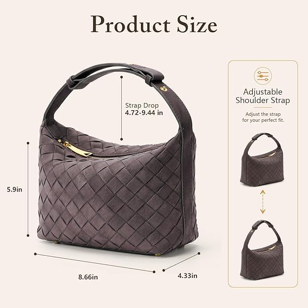 Woven Suede Shoulder Bag,Vegan Leather Hobo Handbag for Women customer photo 2