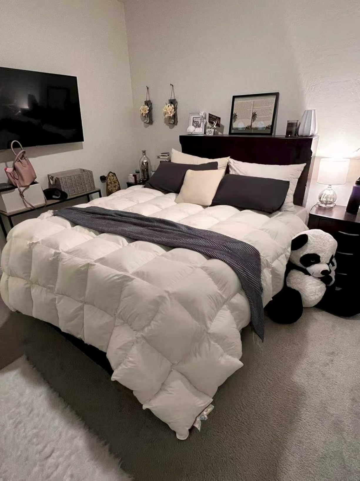 Canadian Goose Down Comforter King Size 1200TC Cotton Cover | 950 Fill Power Ultra Soft Thick Duvet Insert, Luxurious Warm Bedding Comforter for Winter (White, 106x90) customer photo 1