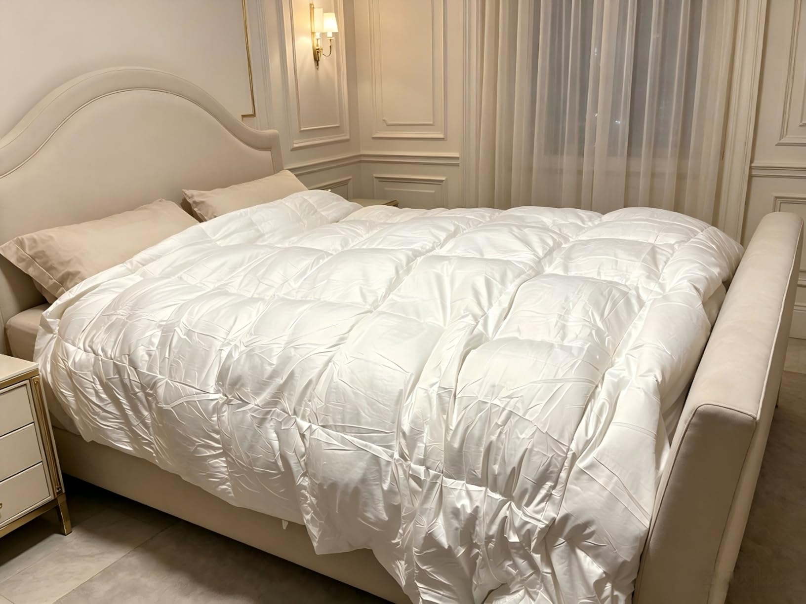 Canadian Goose Down Comforter King Size 1200TC Cotton Cover | 950 Fill Power Ultra Soft Thick Duvet Insert, Luxurious Warm Bedding Comforter for Winter (White, 106x90) customer photo 2
