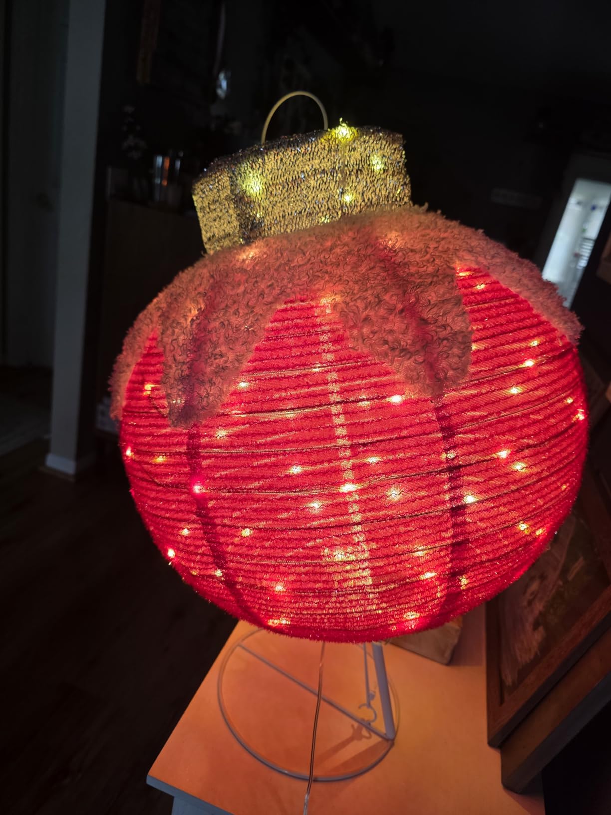 2 Pcs Outdoor Christmas Ornaments, Lighted Pop-Up Holiday Ball Decoration with 160 LED Lights, 8 Light Functions, Lighted Collapsible Christmas Outdoor Decorations for Yard, Patio, Home customer photo 2