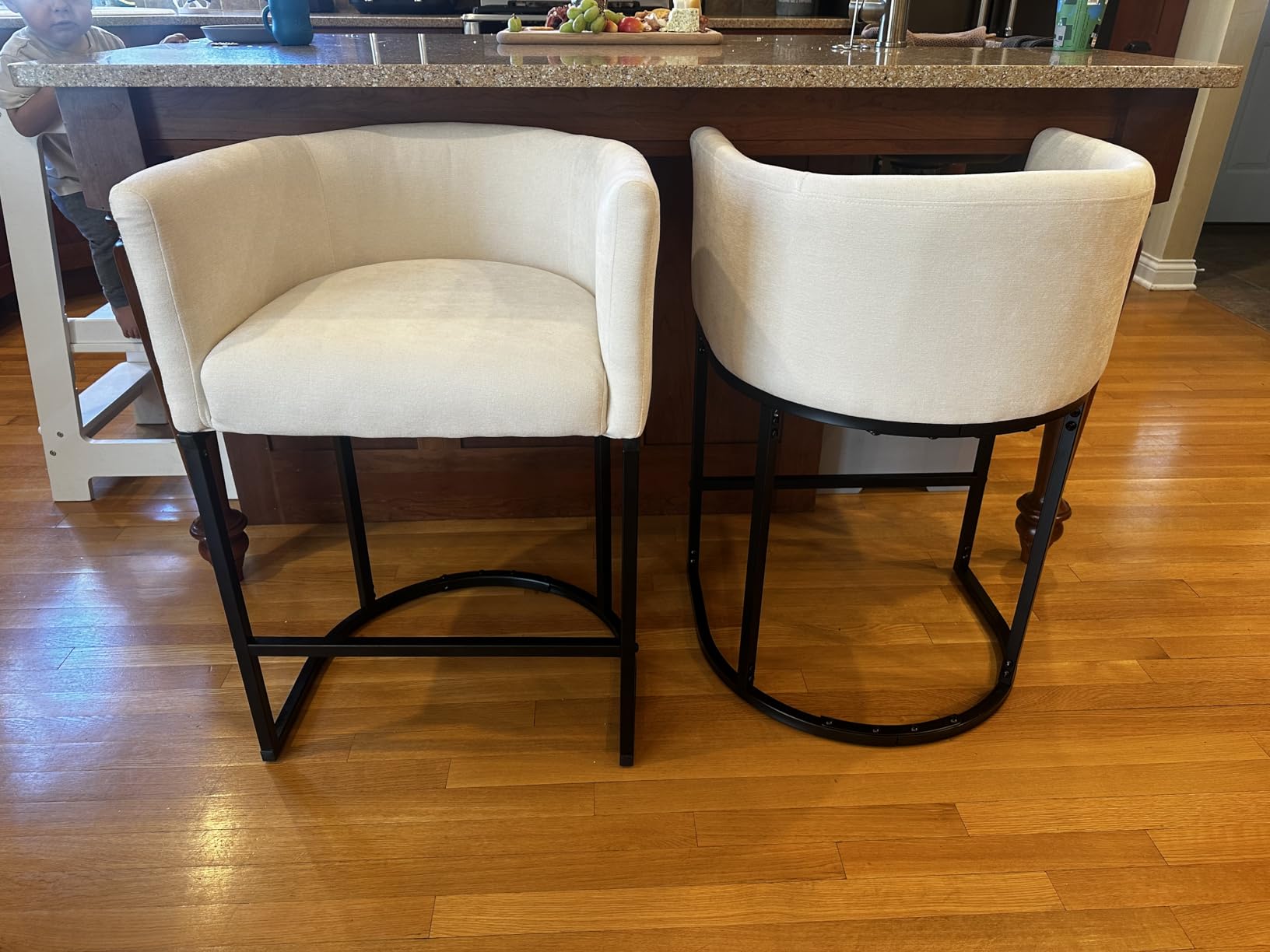 GRUSIGN Chenille Counter Height Bar Stools Set of 2, 26