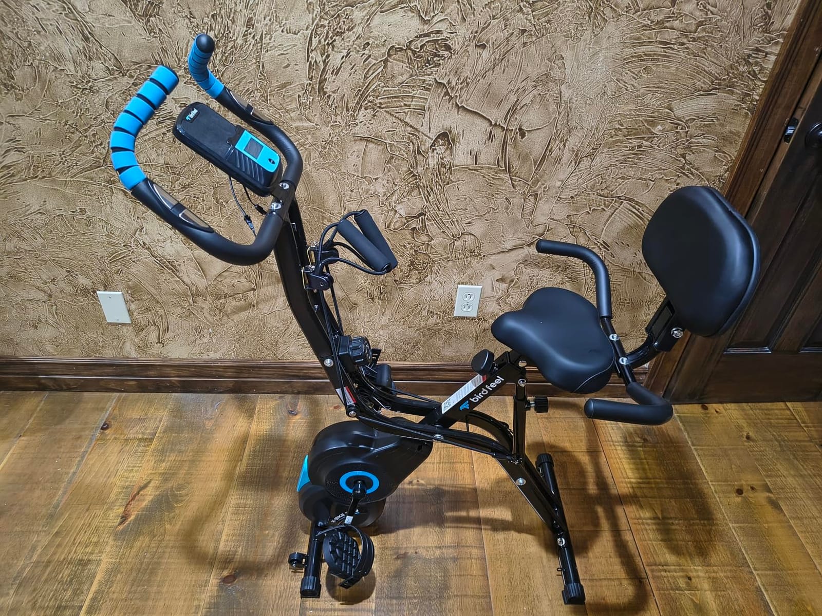 Foldable Exercise Bike, 8-Level Magnetic Stationary Bike for Home Gym | Quiet indoor workout bike with arm resistance bands, LCD monitor, and 300 lbs capacity for full-body cardio training customer photo 1