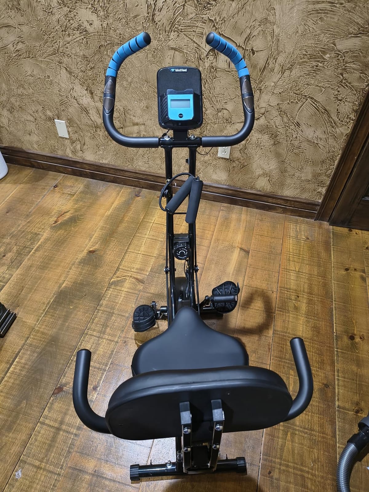 Foldable Exercise Bike, 8-Level Magnetic Stationary Bike for Home Gym | Quiet indoor workout bike with arm resistance bands, LCD monitor, and 300 lbs capacity for full-body cardio training customer photo 2