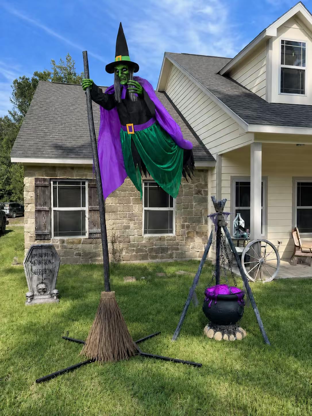 Halloween Decorations Outdoor - 12 Ft Animated Hovering Witch Animatronics | Halloween Animatronics Prop with Sound & Touch Activated Sensor - Spooky Scary Decor for Home Outside Garden Yard Lawn customer photo 2